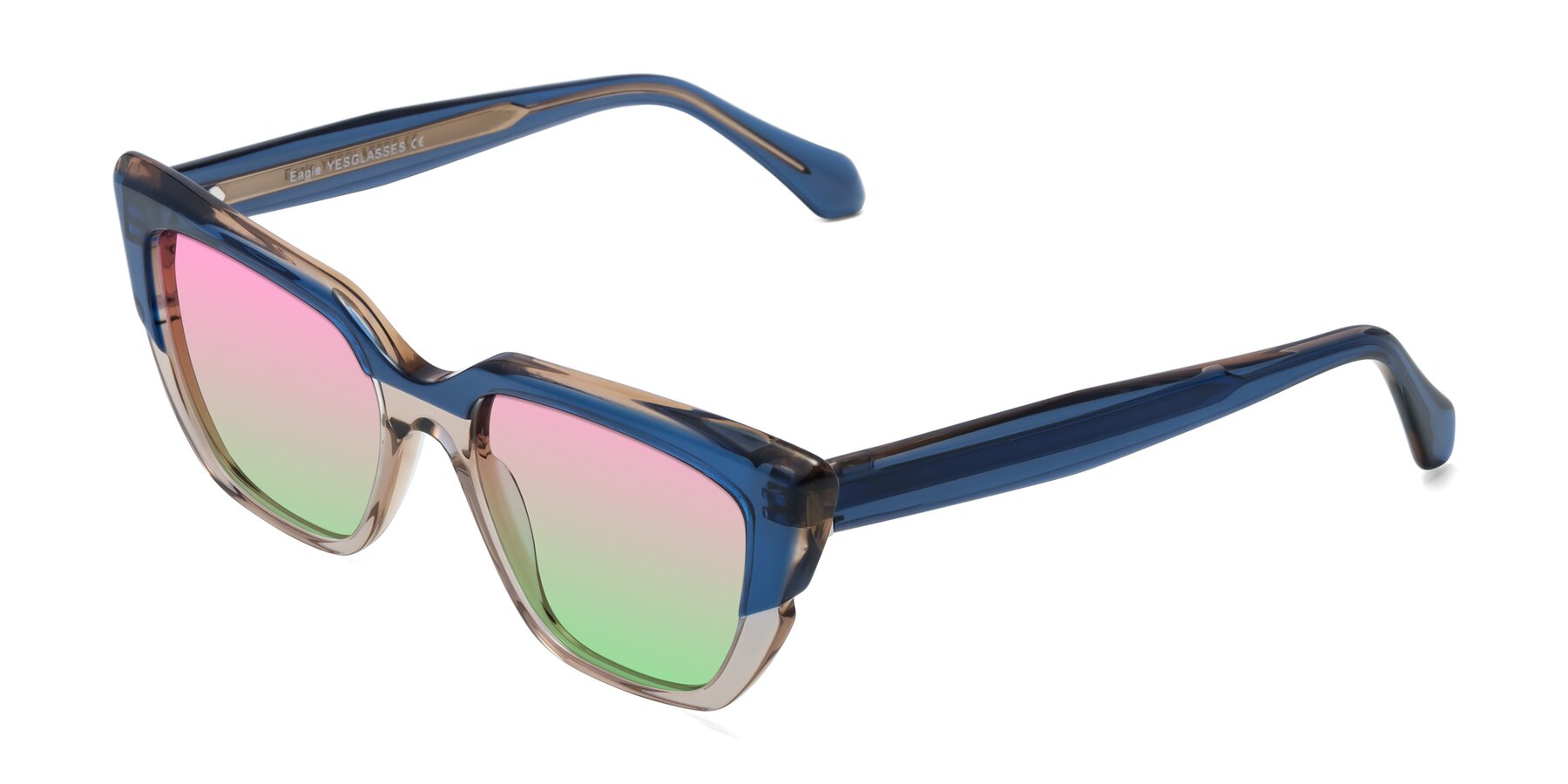 Angle of Eagle in Blue-Beige with Pink / Green Gradient Lenses
