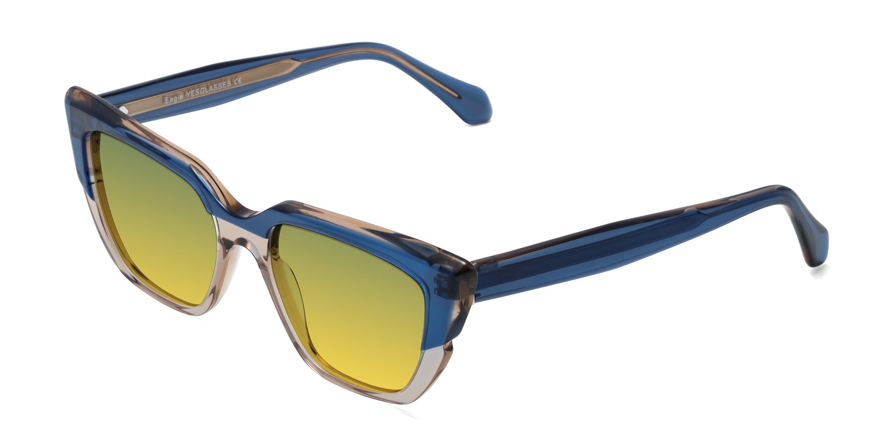 Angle of Eagle in Blue-Beige with Green / Yellow Gradient Lenses