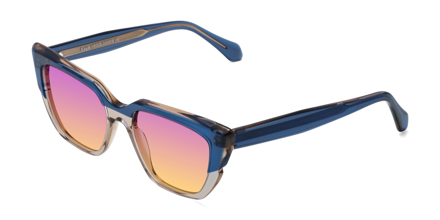 Angle of Eagle in Blue-Beige with Purple / Yellow Gradient Lenses