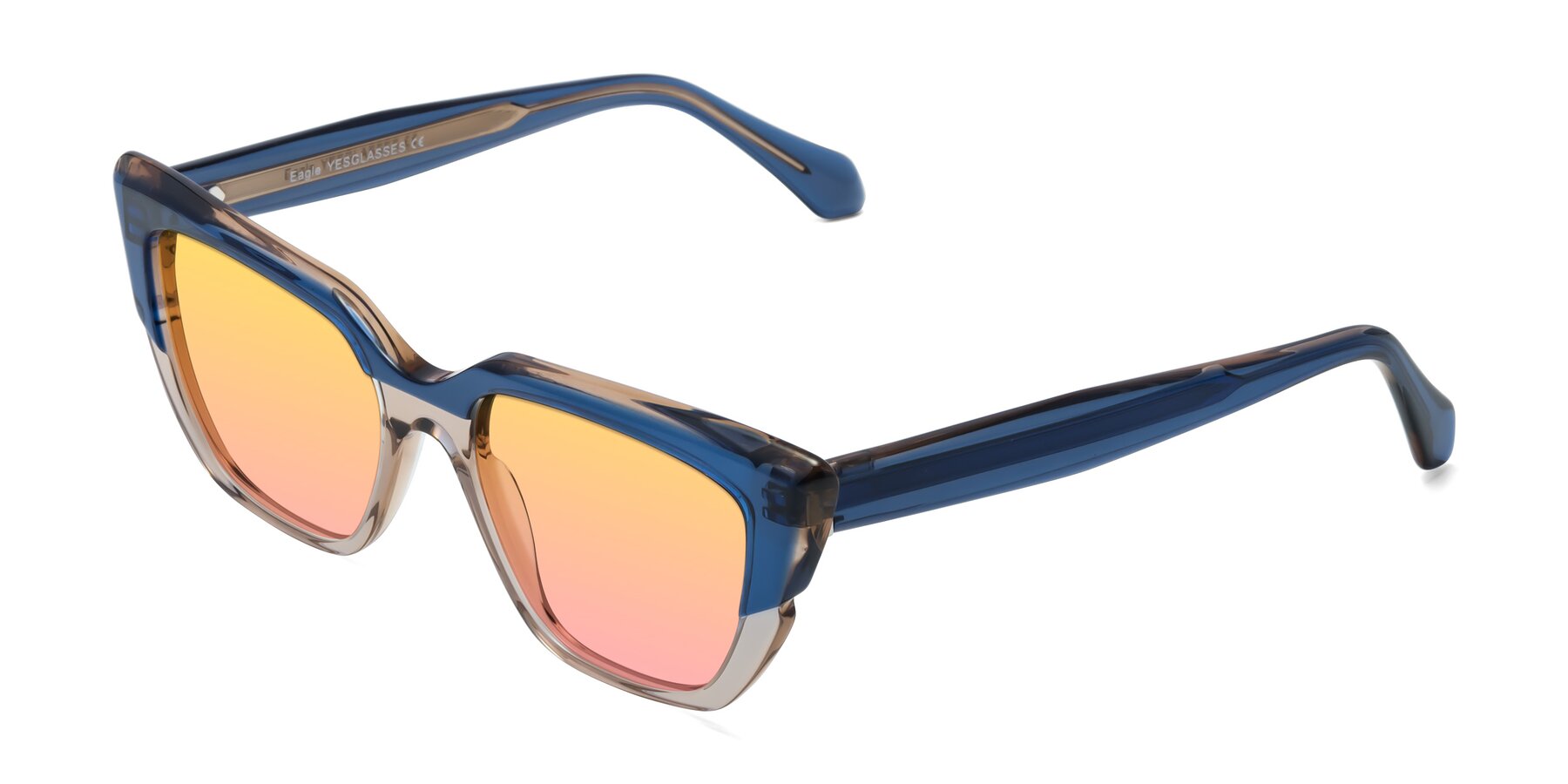 Angle of Eagle in Blue-Beige with Yellow / Pink Gradient Lenses