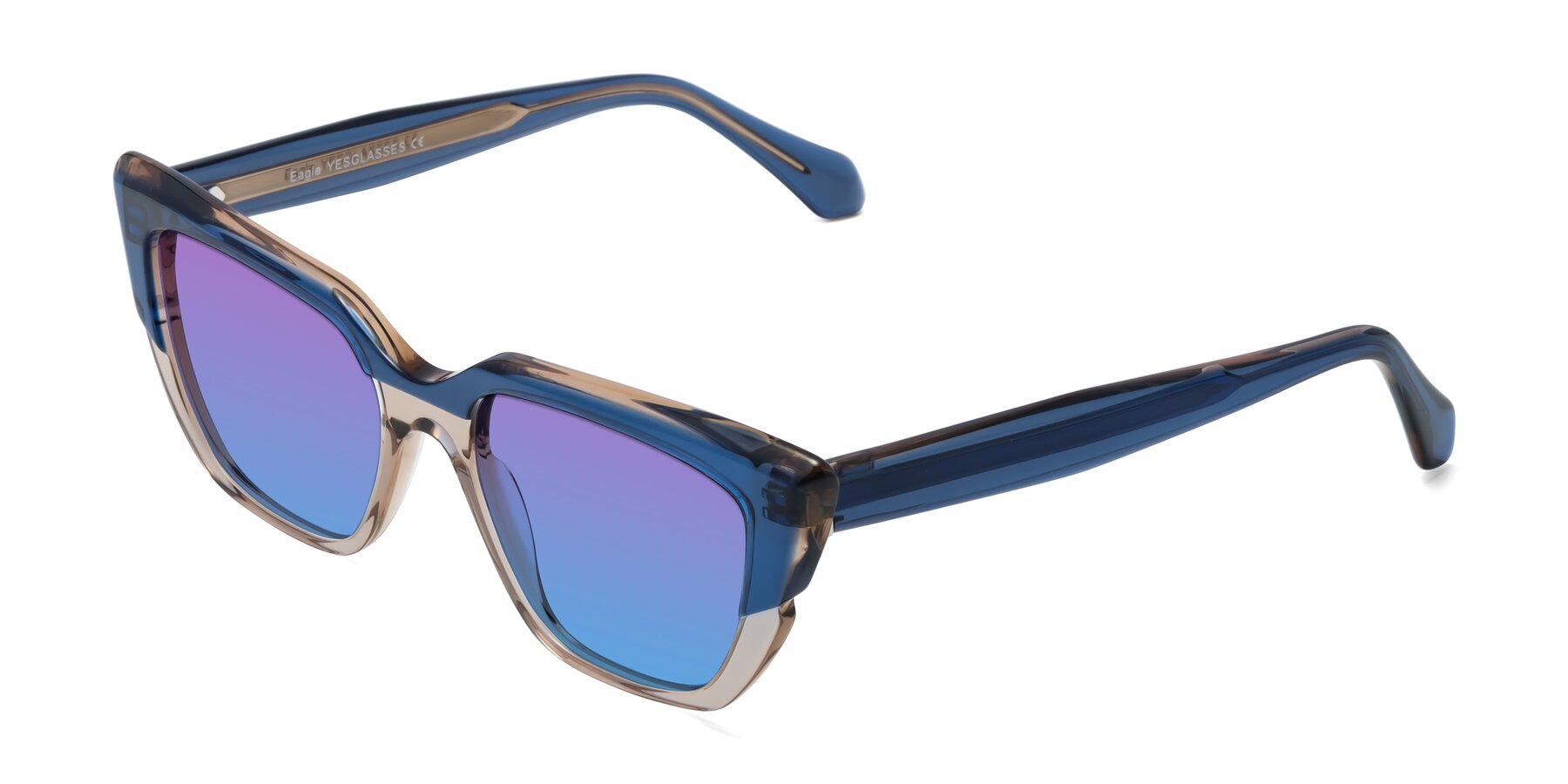 Angle of Eagle in Blue-Beige with Purple / Blue Gradient Lenses