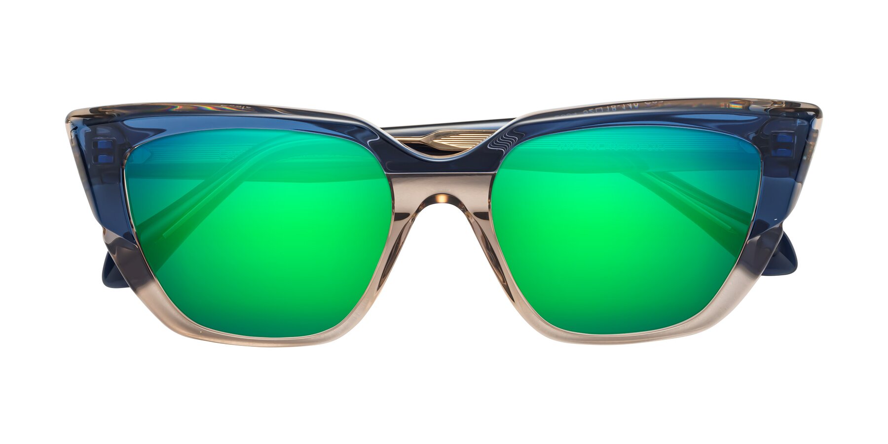 Folded Front of Eagle in Blue-Beige with Green Mirrored Lenses