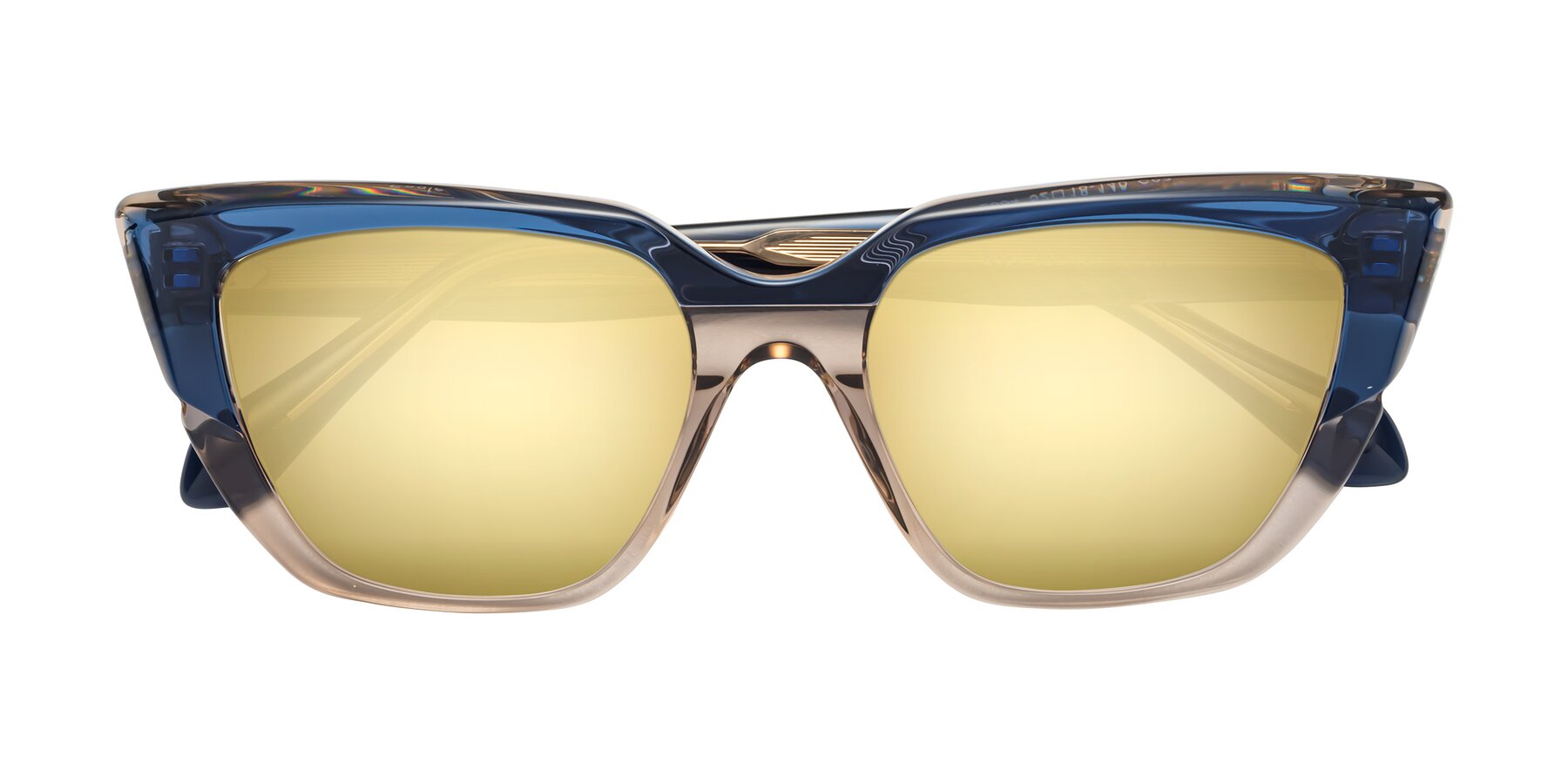 Folded Front of Eagle in Blue-Beige with Gold Mirrored Lenses