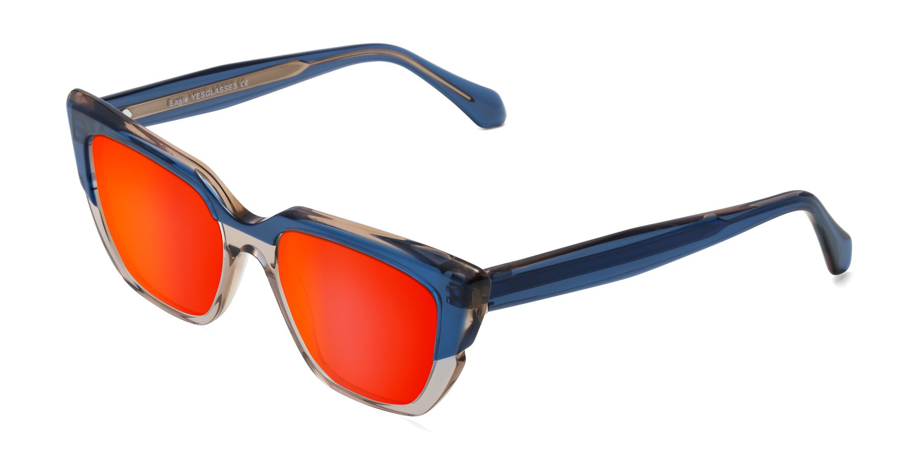 Angle of Eagle in Blue-Beige with Red Gold Mirrored Lenses