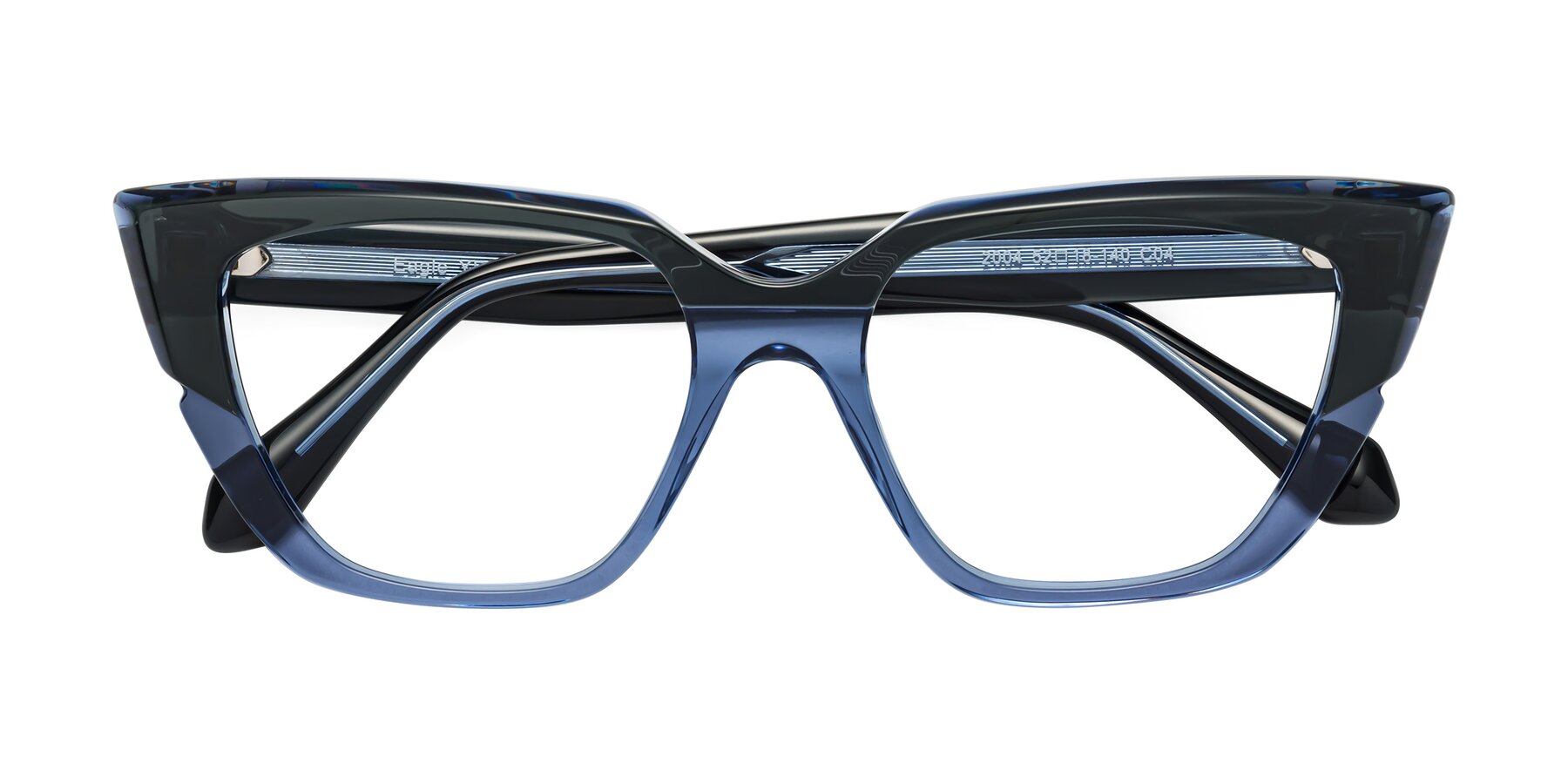 Folded Front of Eagle in Dark Green-Blue with Clear Reading Eyeglass Lenses
