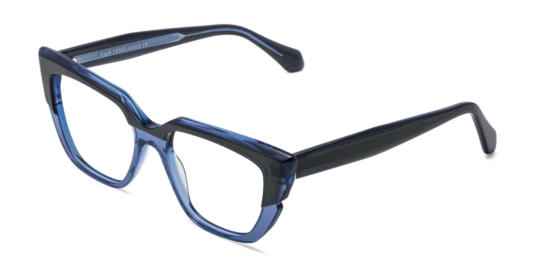 Angle of Eagle in Dark Green-Blue with Clear Reading Eyeglass Lenses