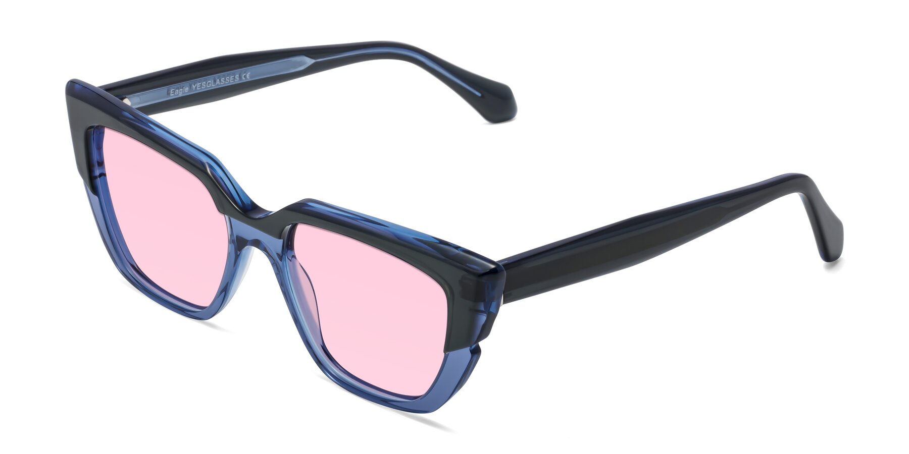 Angle of Eagle in Dark Green-Blue with Light Pink Tinted Lenses
