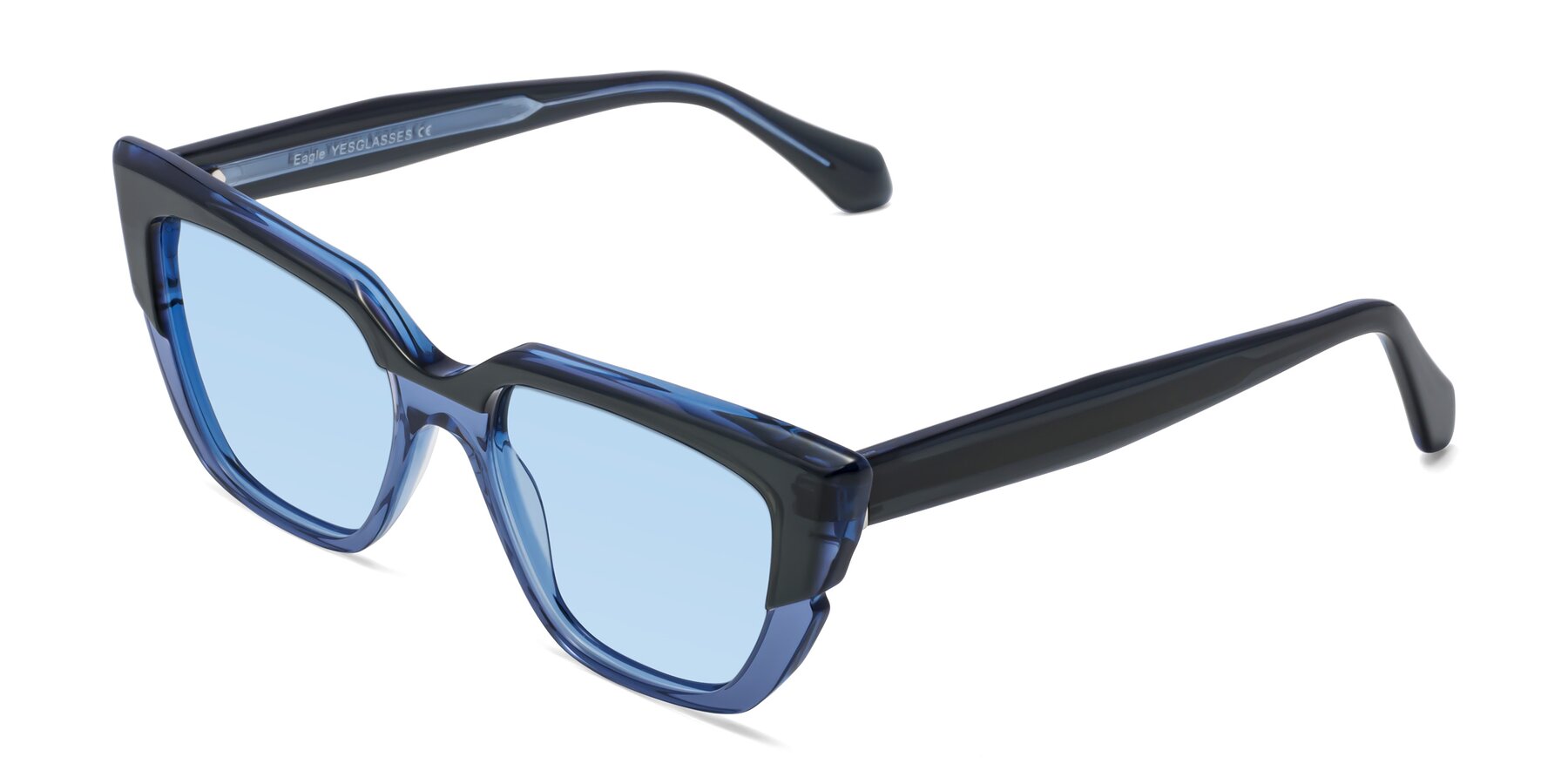 Angle of Eagle in Dark Green-Blue with Light Blue Tinted Lenses