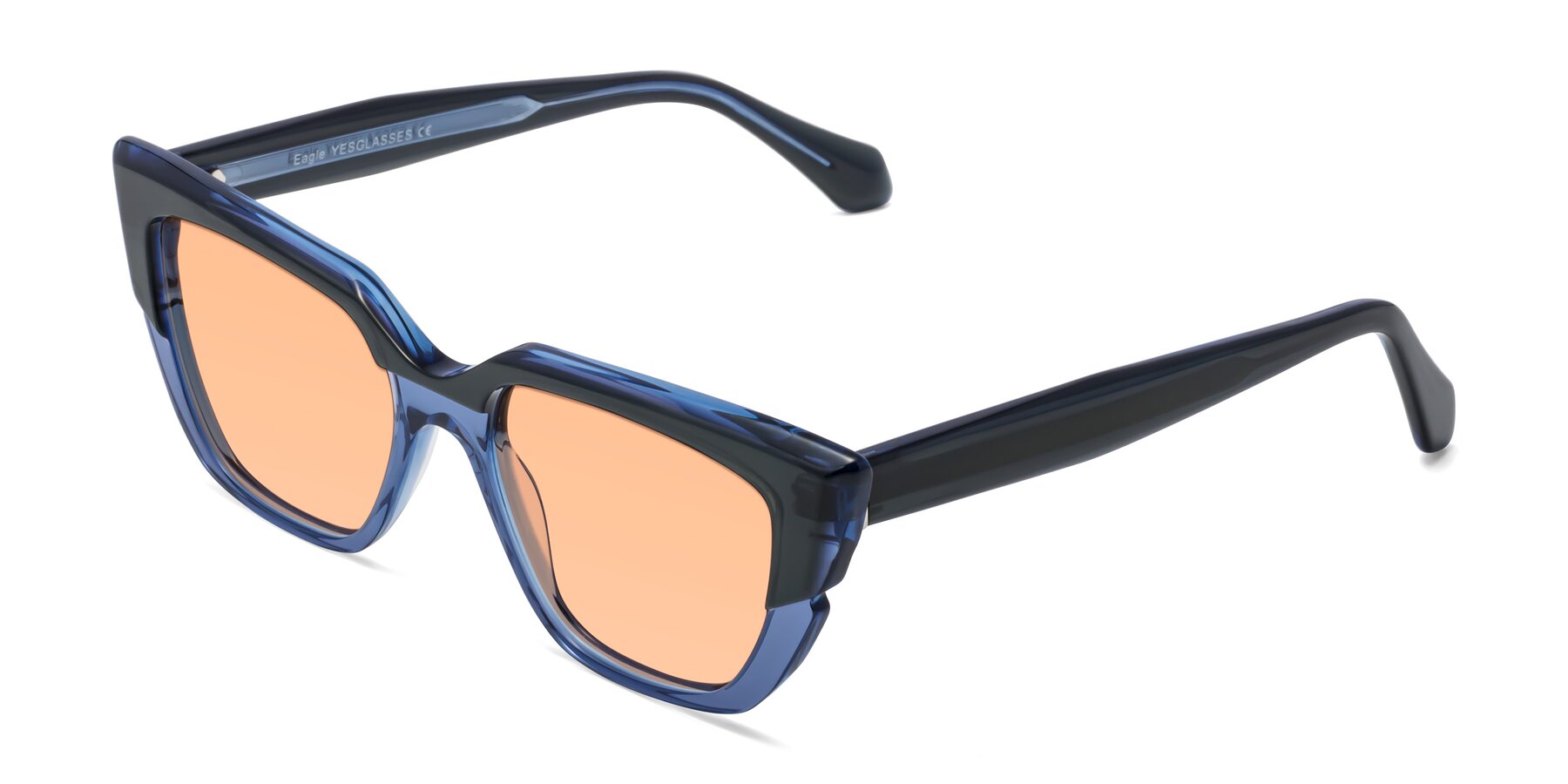 Angle of Eagle in Dark Green-Blue with Light Orange Tinted Lenses