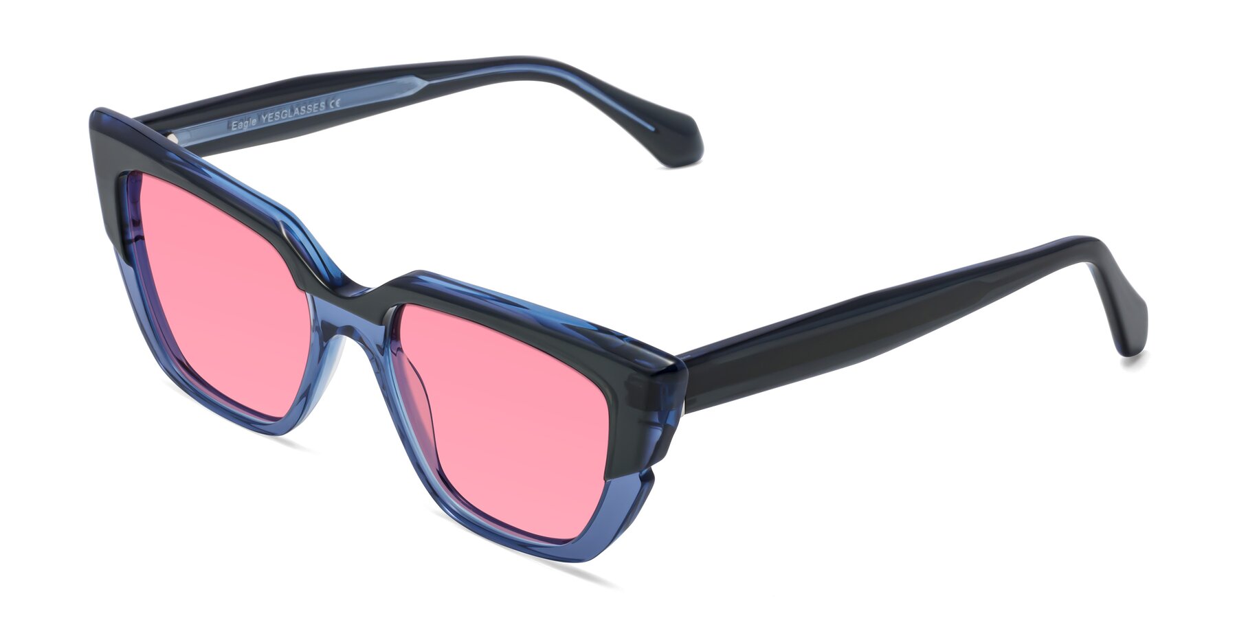 Angle of Eagle in Dark Green-Blue with Pink Tinted Lenses
