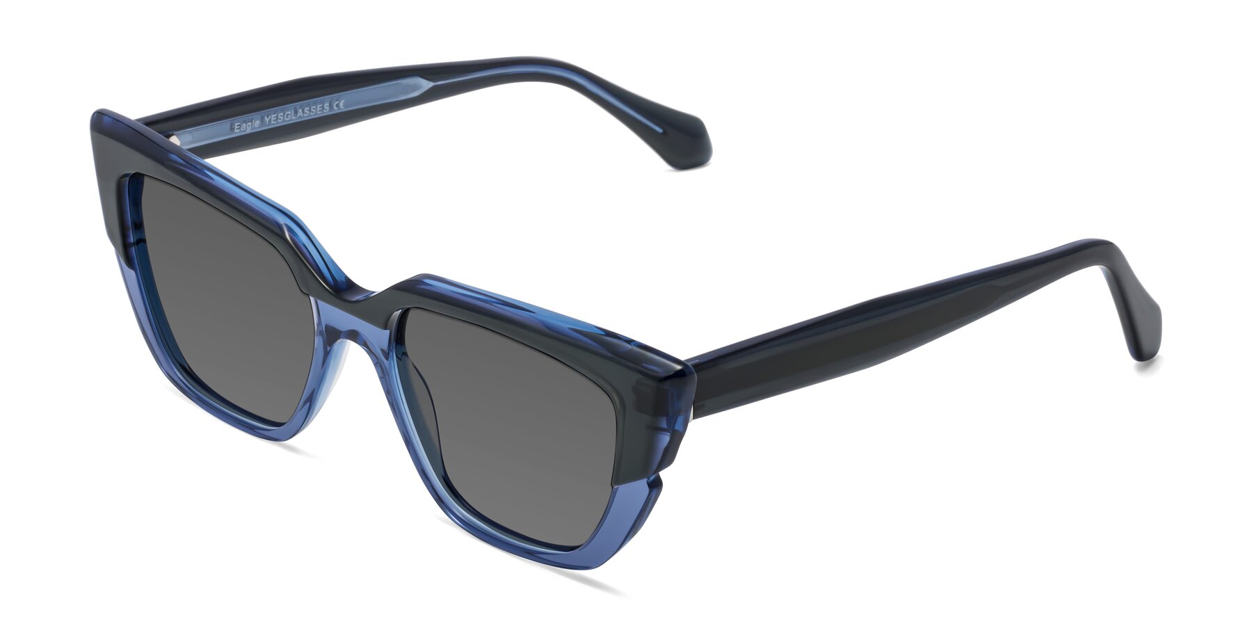 Angle of Eagle in Dark Green-Blue with Medium Gray Tinted Lenses