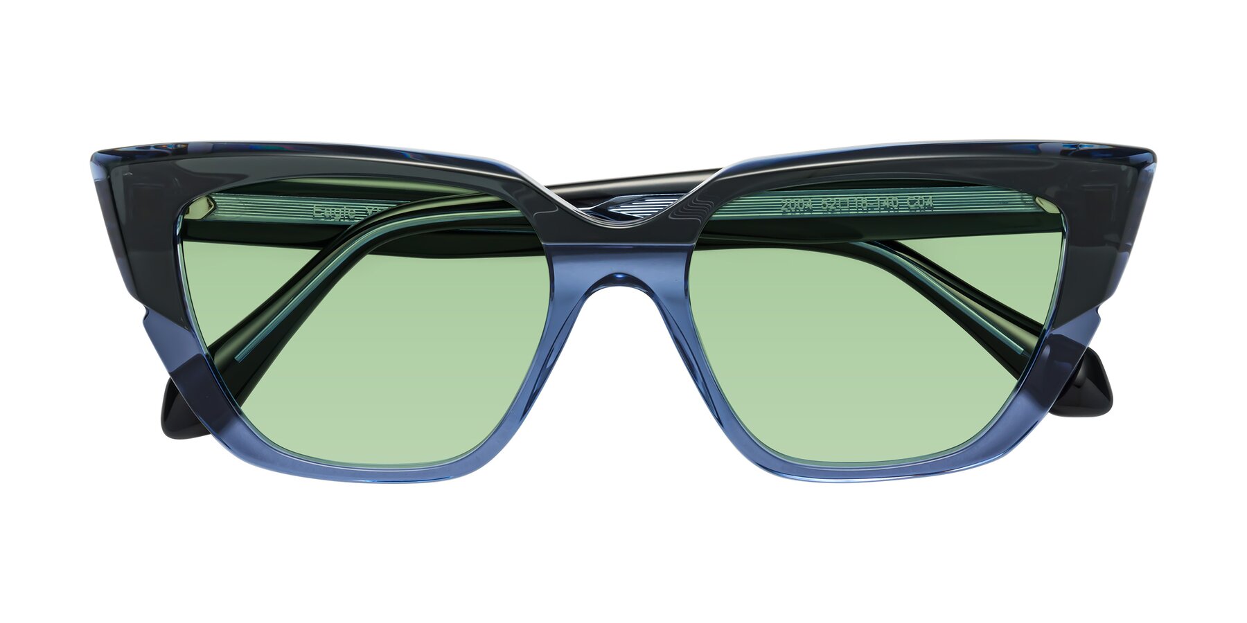 Folded Front of Eagle in Dark Green-Blue with Medium Green Tinted Lenses