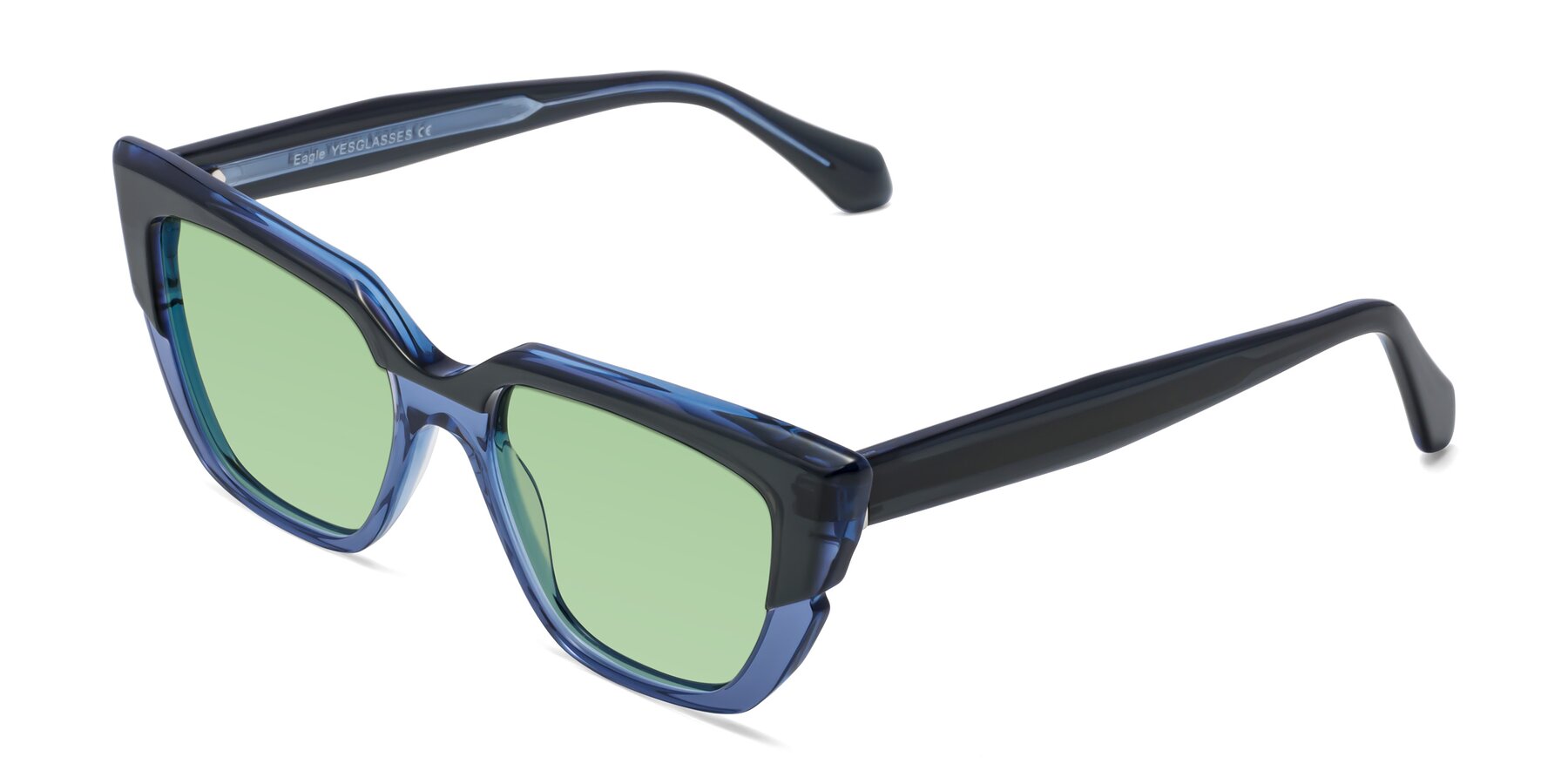 Angle of Eagle in Dark Green-Blue with Medium Green Tinted Lenses