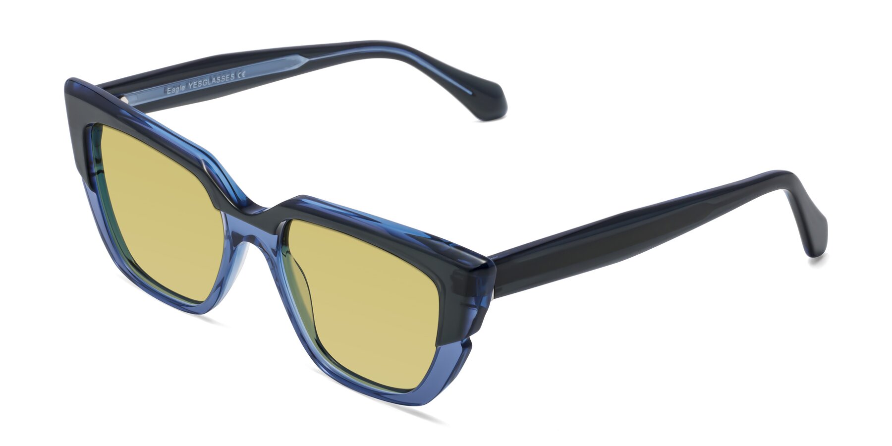 Angle of Eagle in Dark Green-Blue with Medium Champagne Tinted Lenses