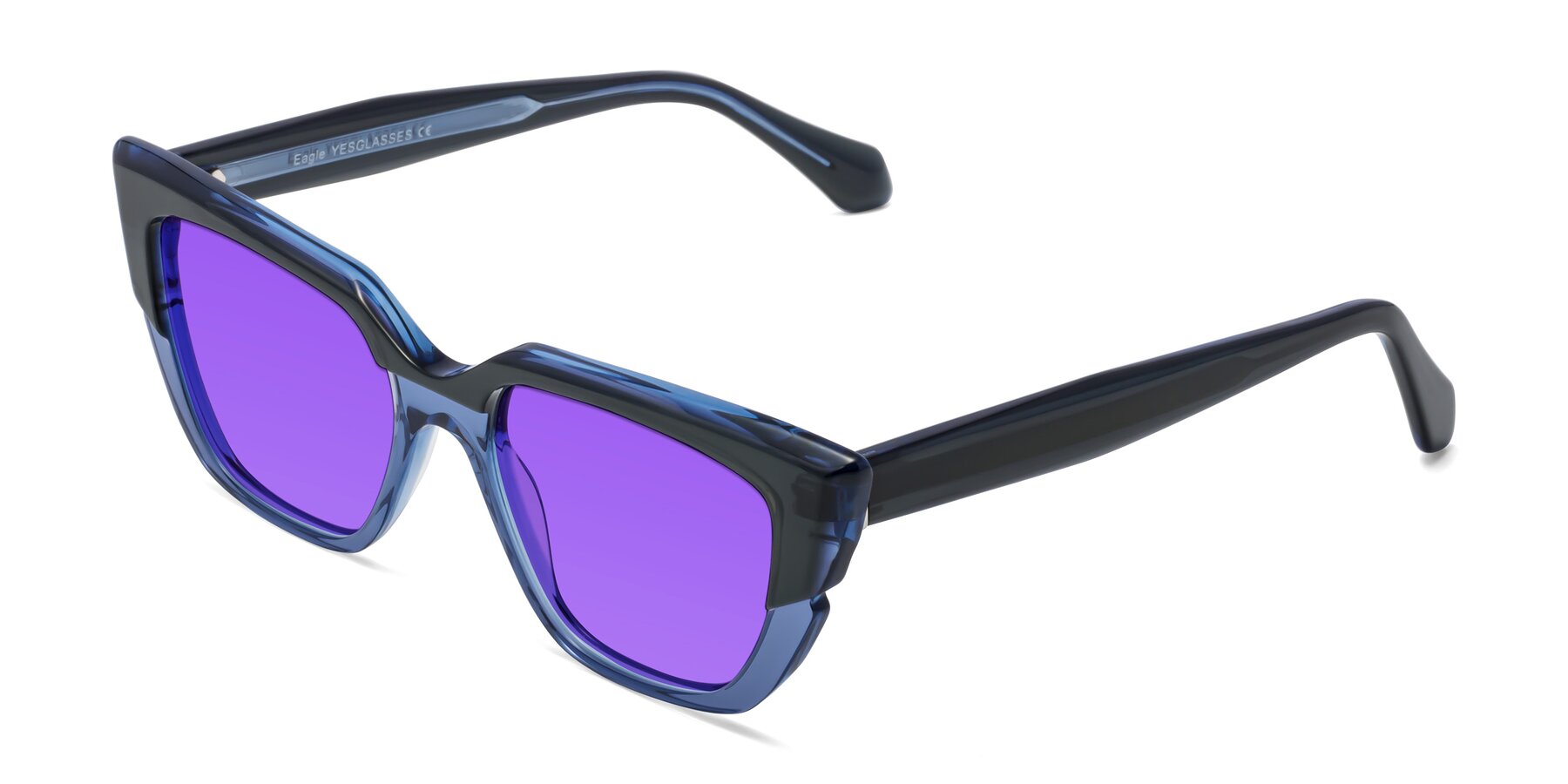 Angle of Eagle in Dark Green-Blue with Purple Tinted Lenses