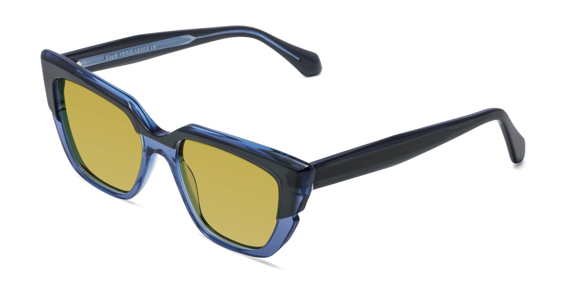 Angle of Eagle in Dark Green-Blue with Champagne Tinted Lenses