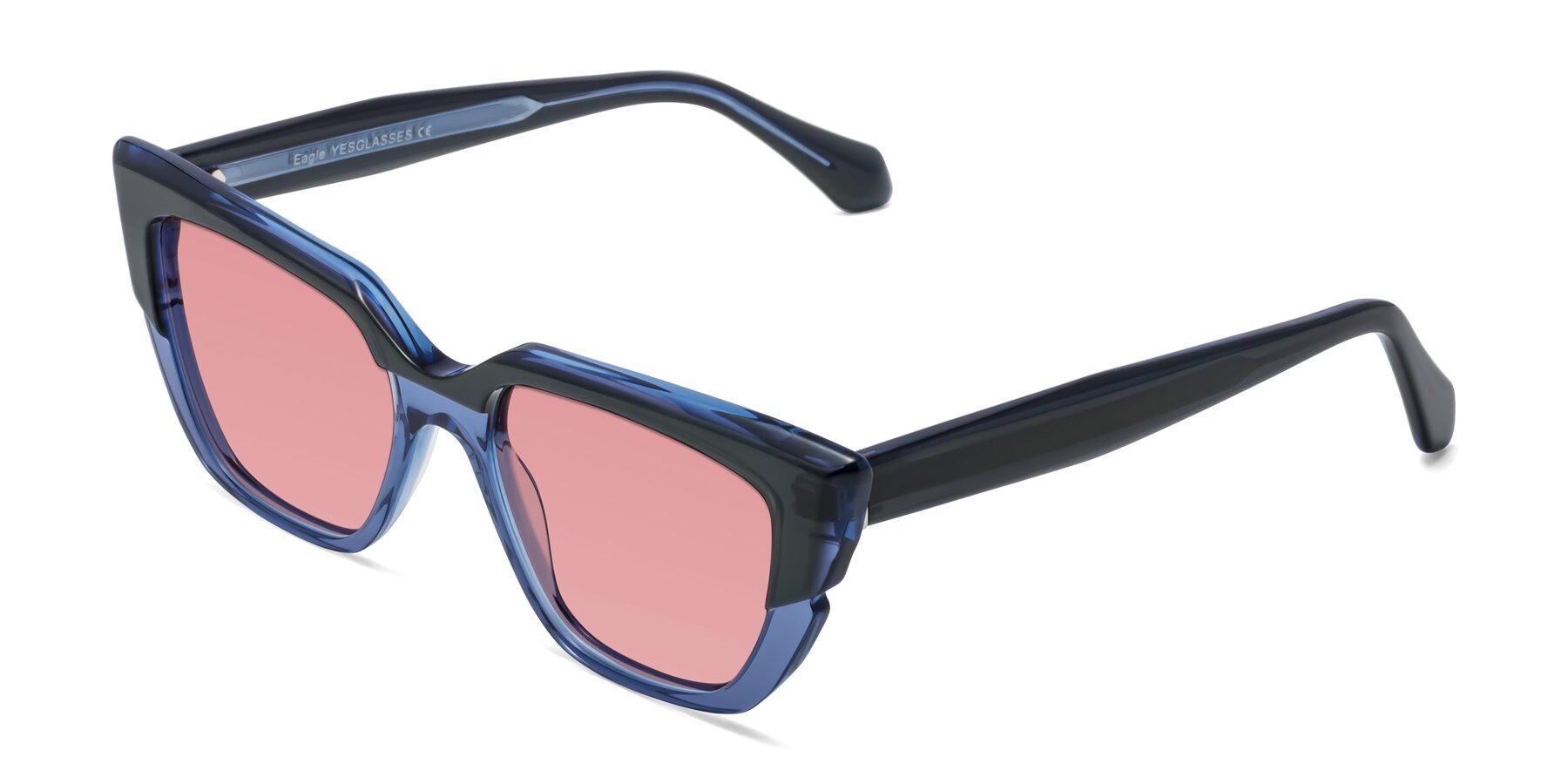 Angle of Eagle in Dark Green-Blue with Medium Garnet Tinted Lenses