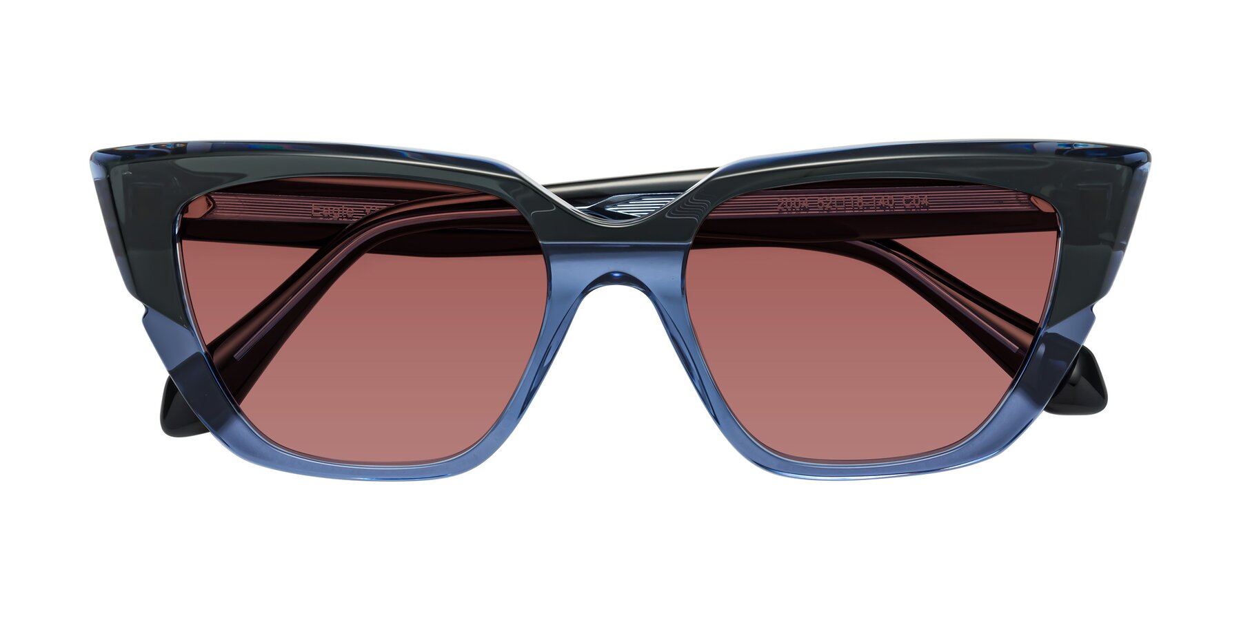 Folded Front of Eagle in Dark Green-Blue with Garnet Tinted Lenses