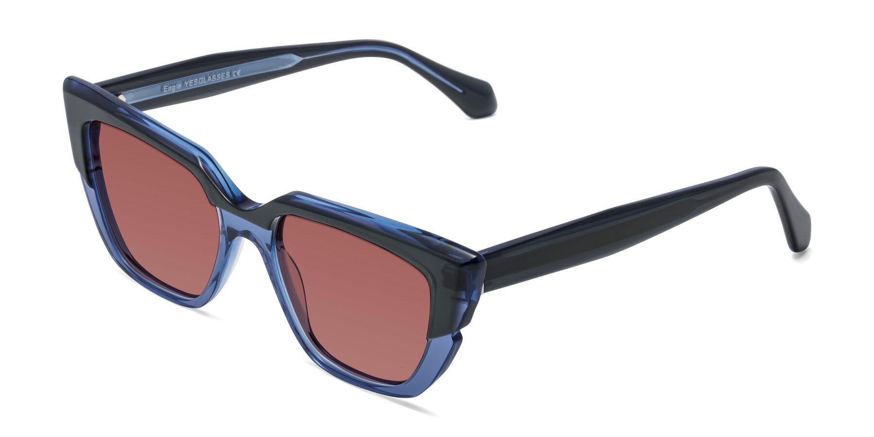 Angle of Eagle in Dark Green-Blue with Garnet Tinted Lenses