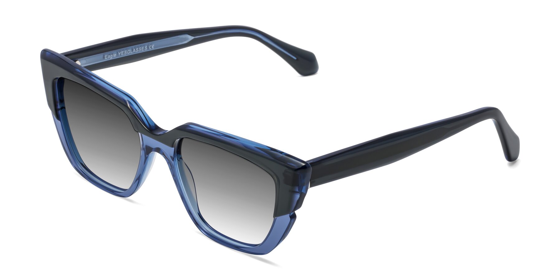 Angle of Eagle in Dark Green-Blue with Gray Gradient Lenses