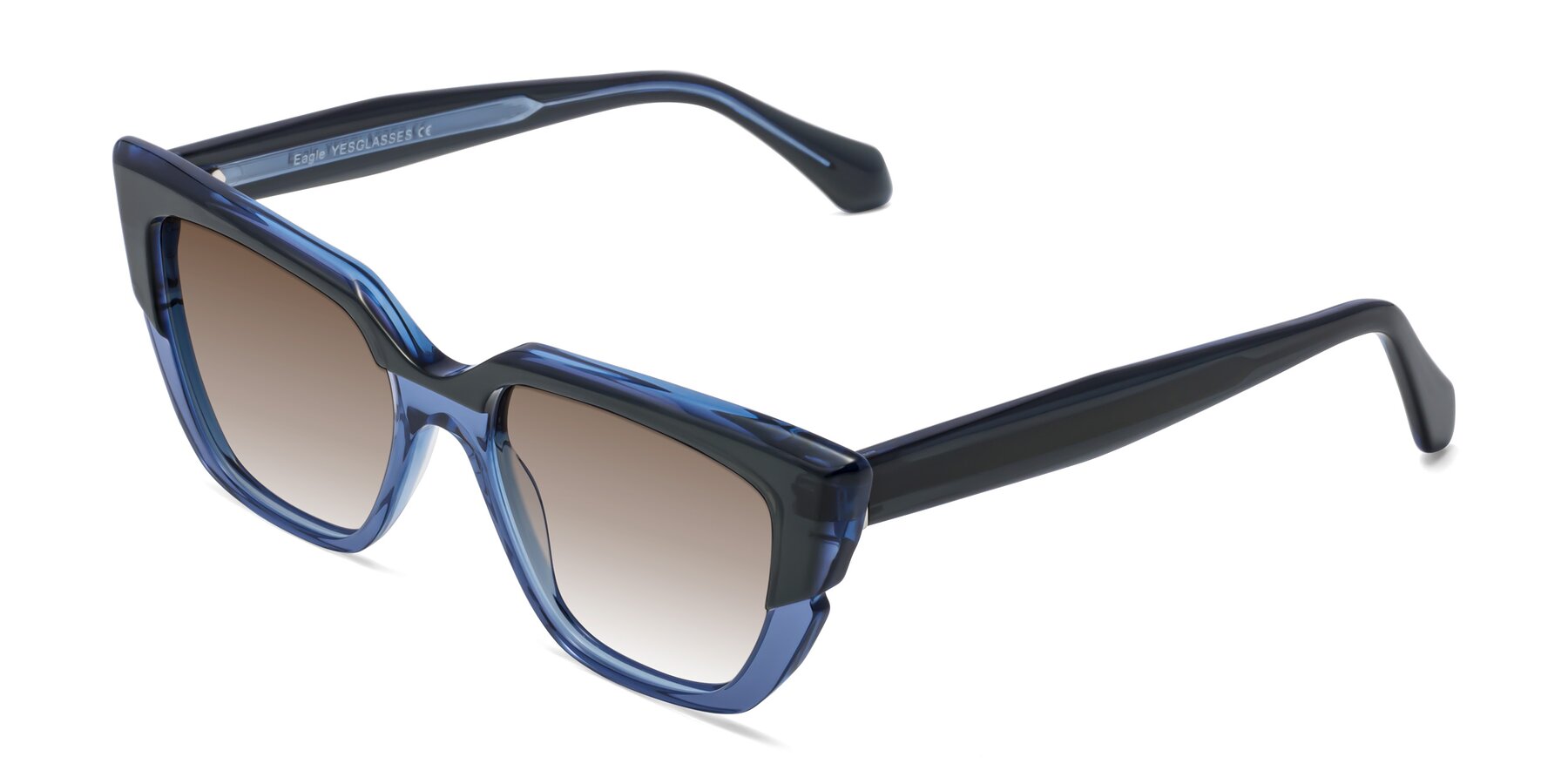Angle of Eagle in Dark Green-Blue with Brown Gradient Lenses