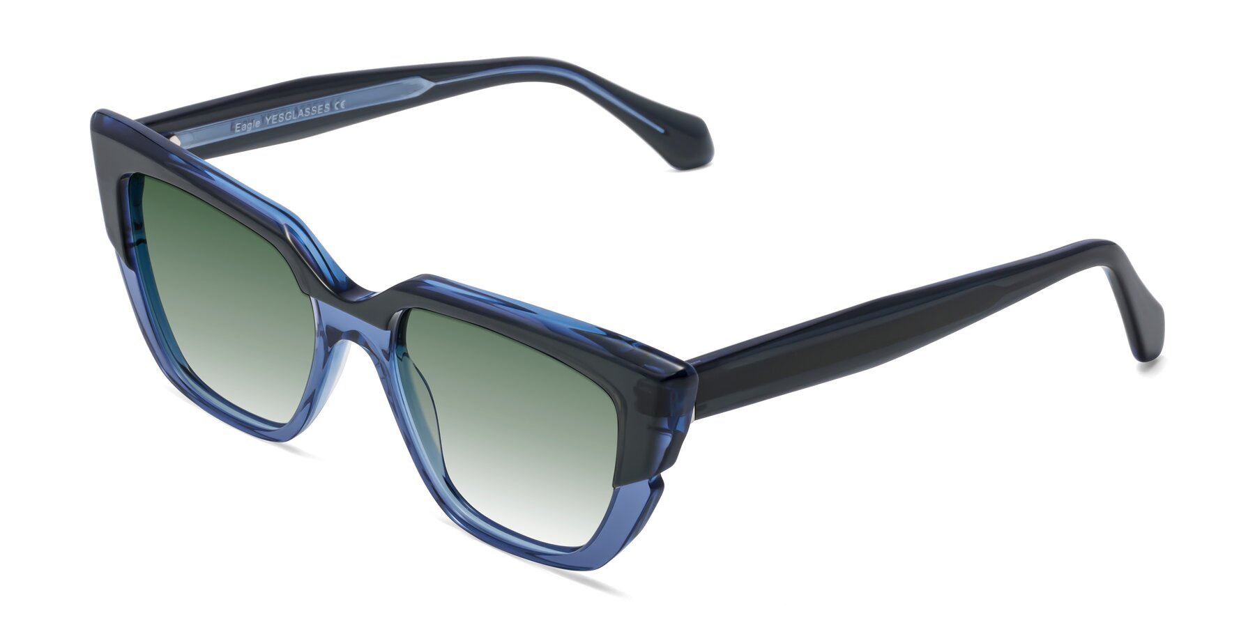 Angle of Eagle in Dark Green-Blue with Green Gradient Lenses