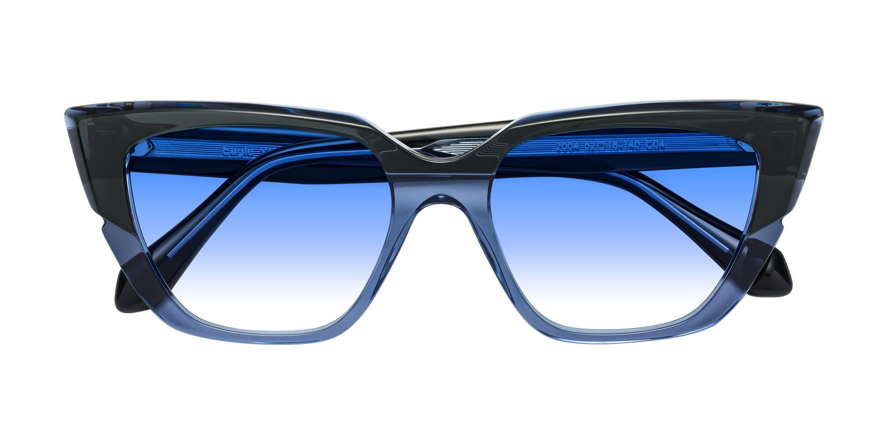 Folded Front of Eagle in Dark Green-Blue with Blue Gradient Lenses
