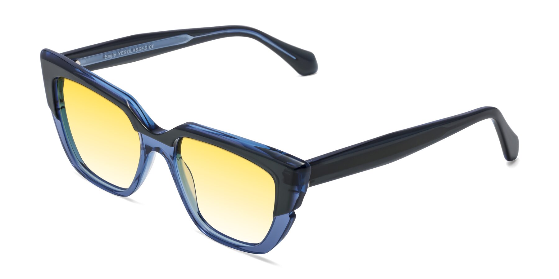 Angle of Eagle in Dark Green-Blue with Yellow Gradient Lenses