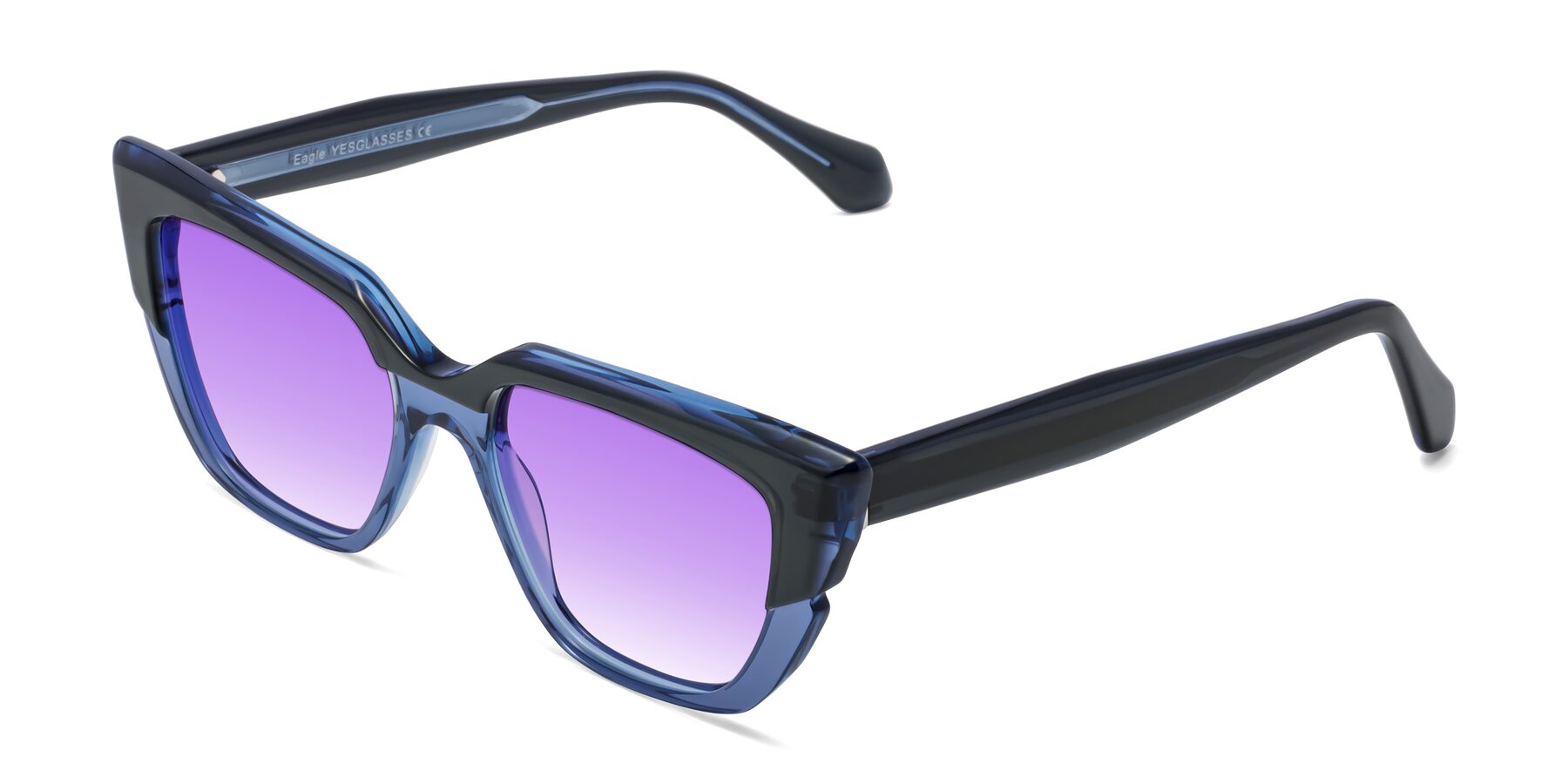 Angle of Eagle in Dark Green-Blue with Purple Gradient Lenses