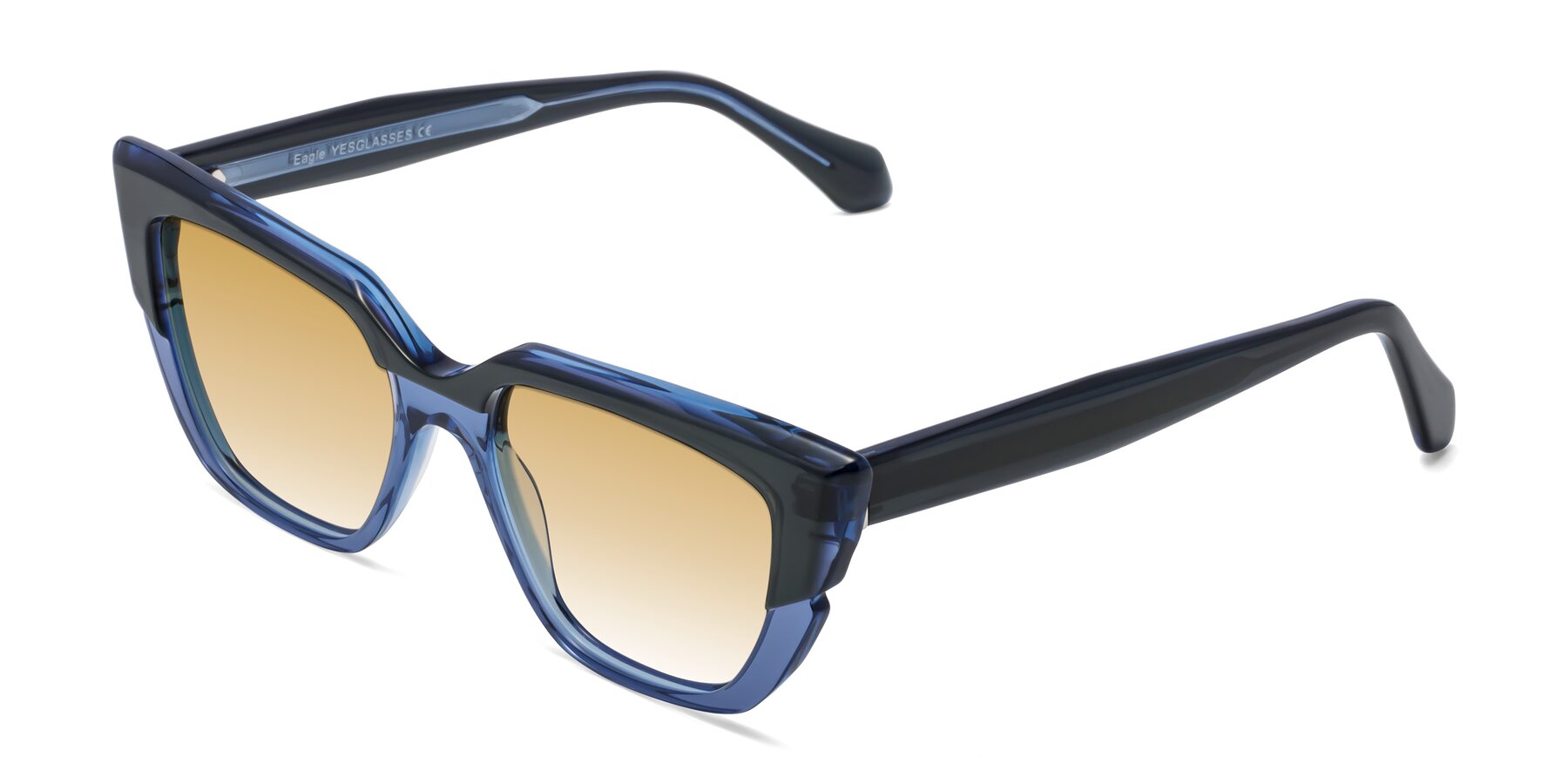Angle of Eagle in Dark Green-Blue with Champagne Gradient Lenses