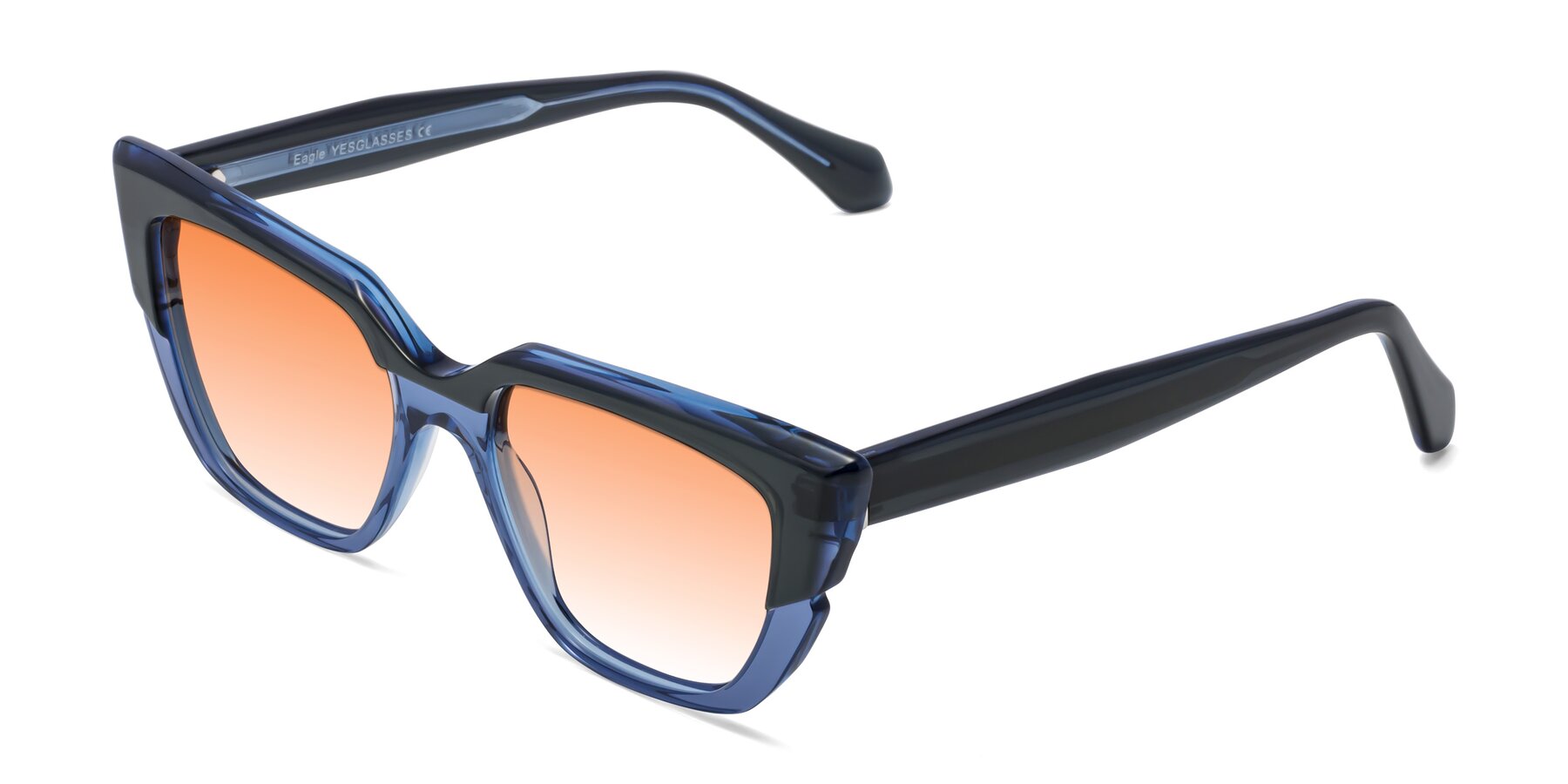 Angle of Eagle in Dark Green-Blue with Orange Gradient Lenses