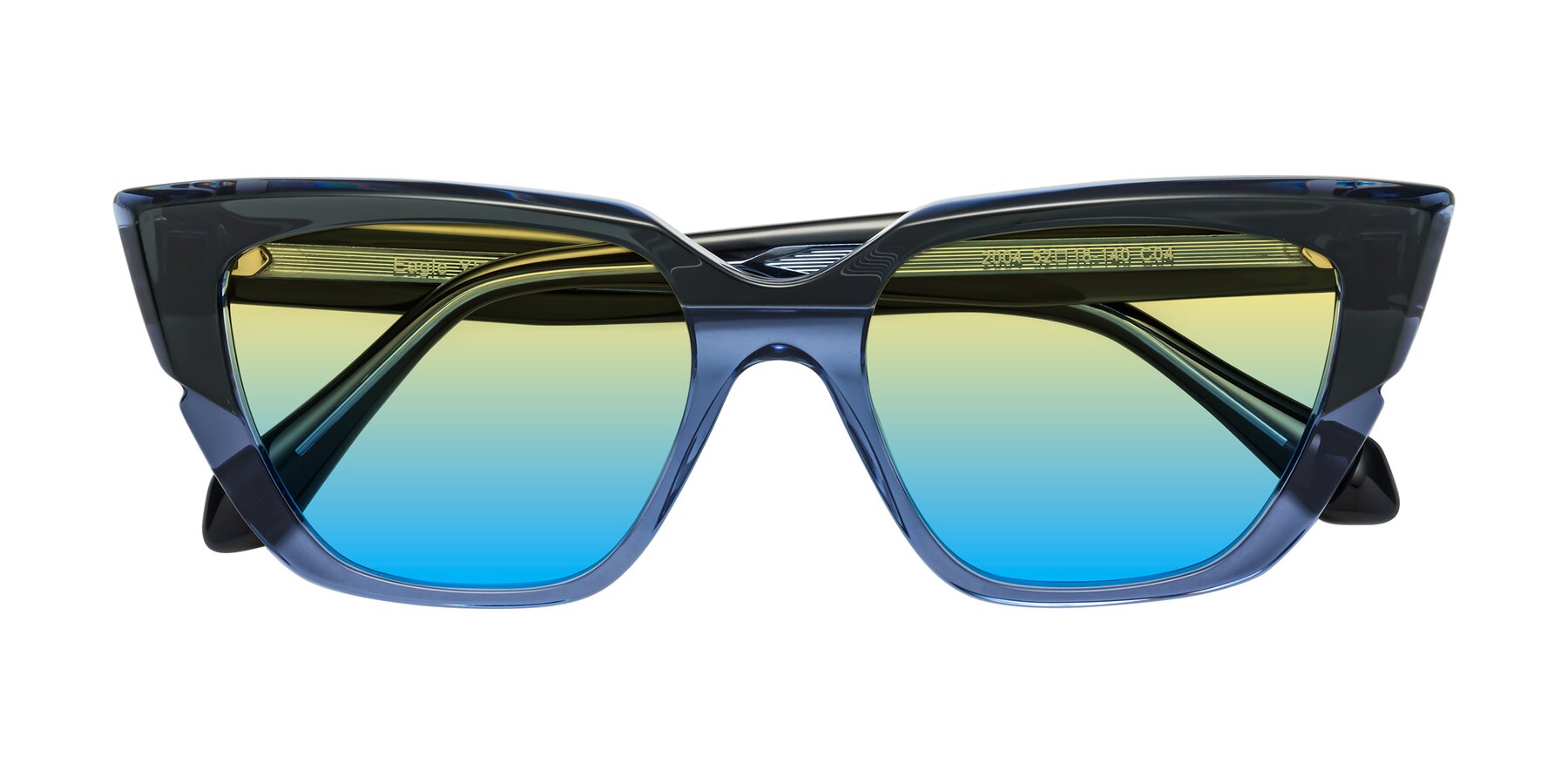 Folded Front of Eagle in Dark Green-Blue with Yellow / Blue Gradient Lenses