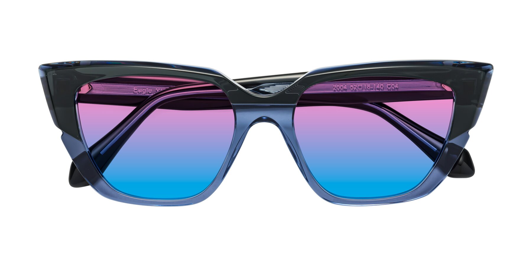 Folded Front of Eagle in Dark Green-Blue with Pink / Blue Gradient Lenses