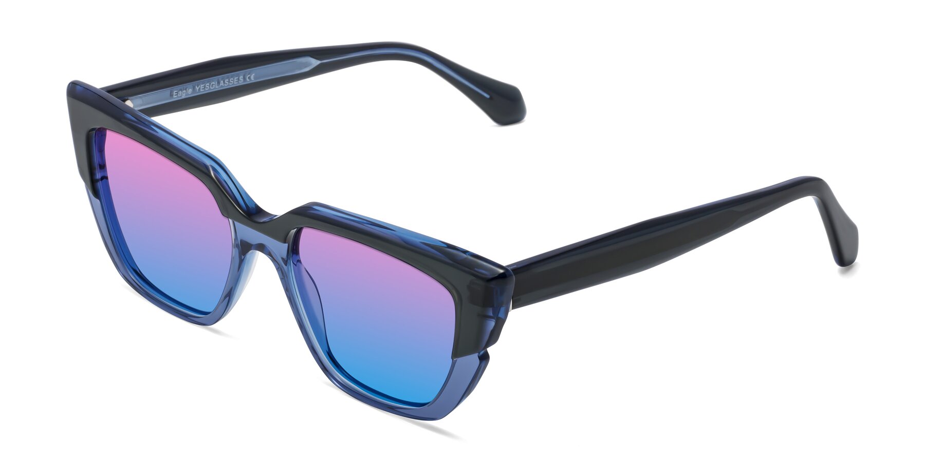 Angle of Eagle in Dark Green-Blue with Pink / Blue Gradient Lenses