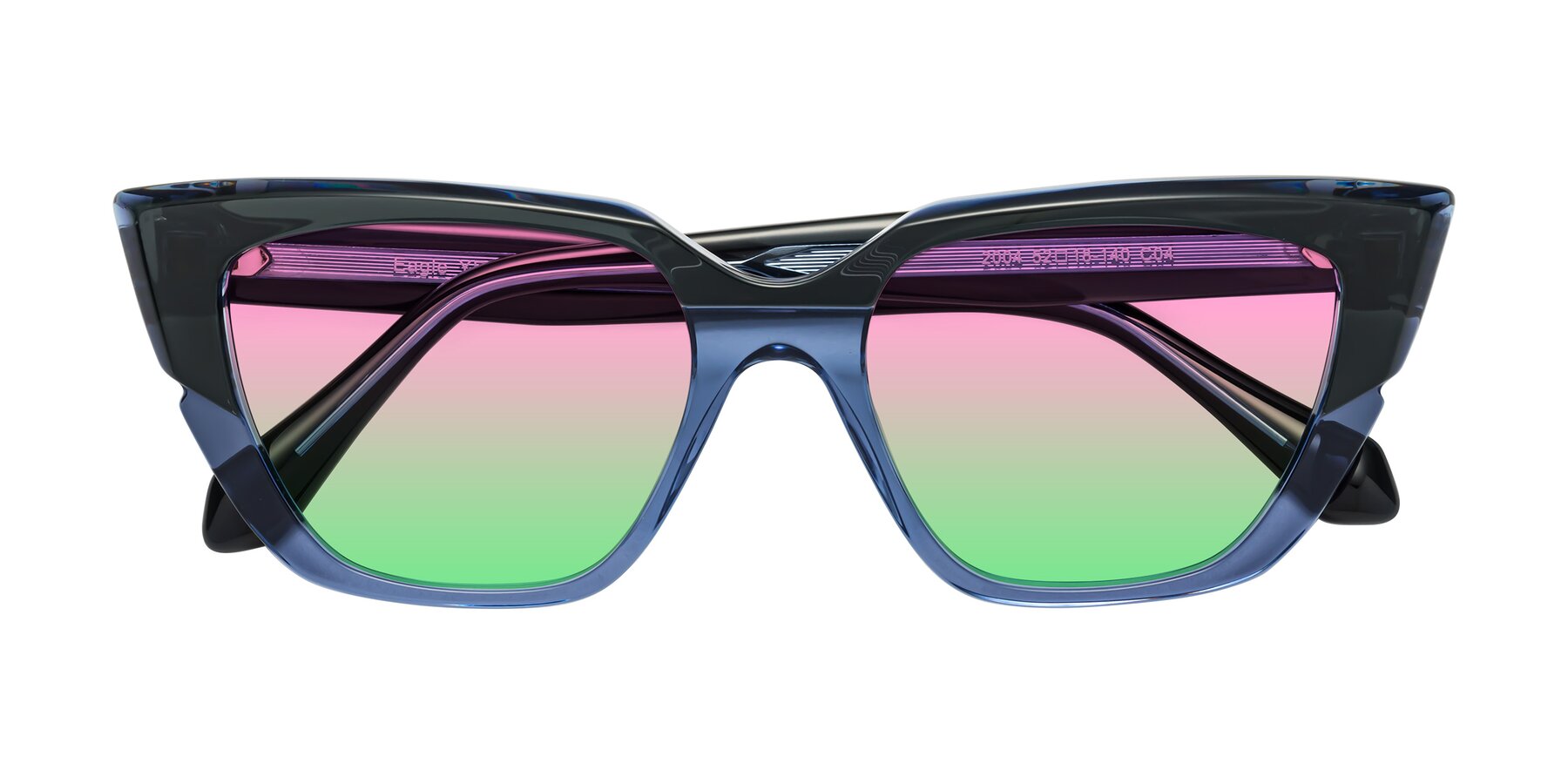 Folded Front of Eagle in Dark Green-Blue with Pink / Green Gradient Lenses