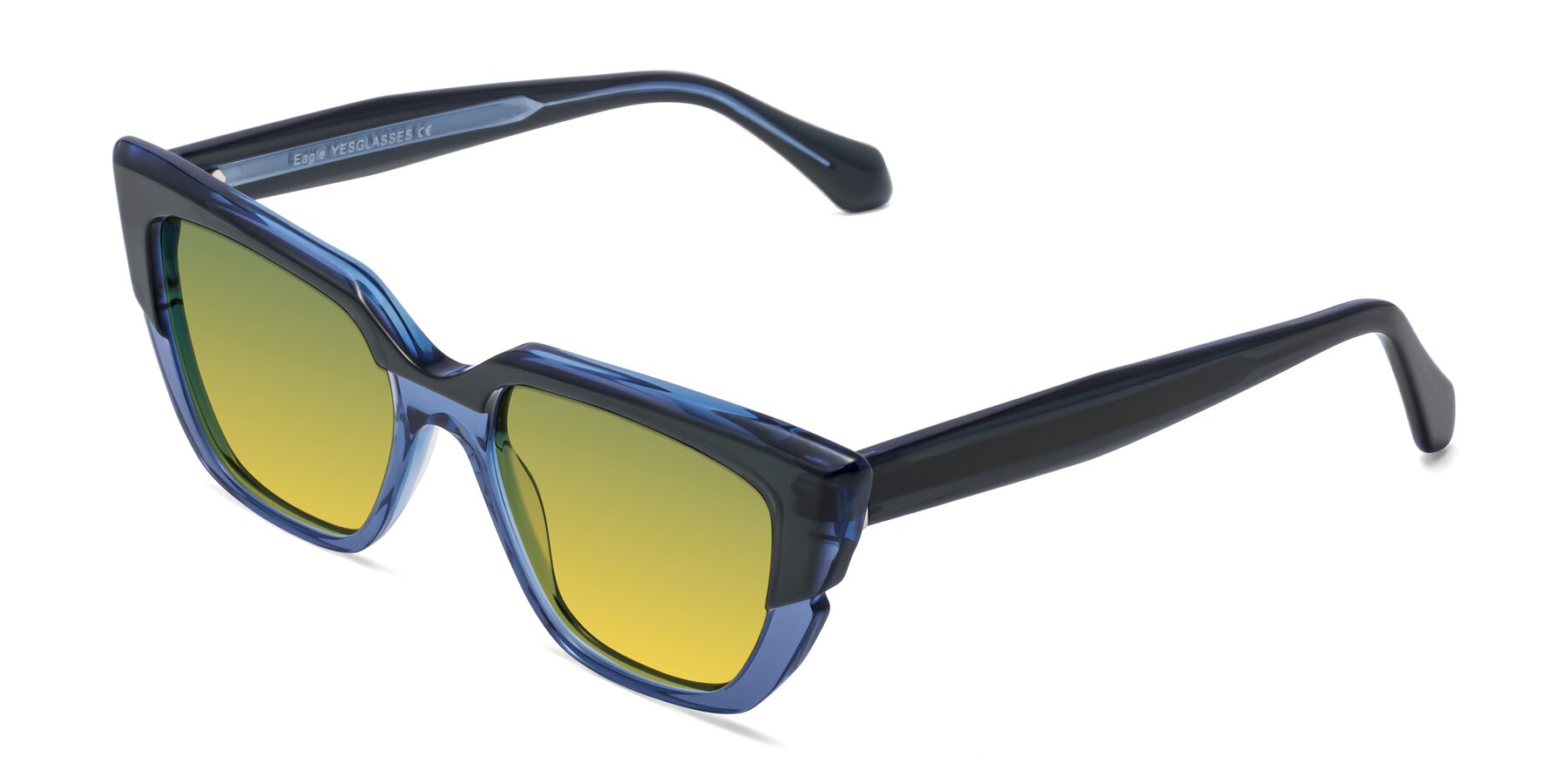 Angle of Eagle in Dark Green-Blue with Green / Yellow Gradient Lenses