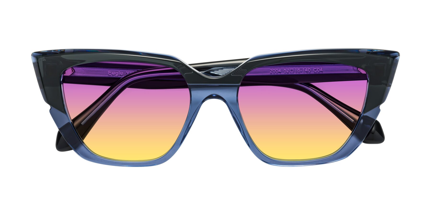 Folded Front of Eagle in Dark Green-Blue with Purple / Yellow Gradient Lenses