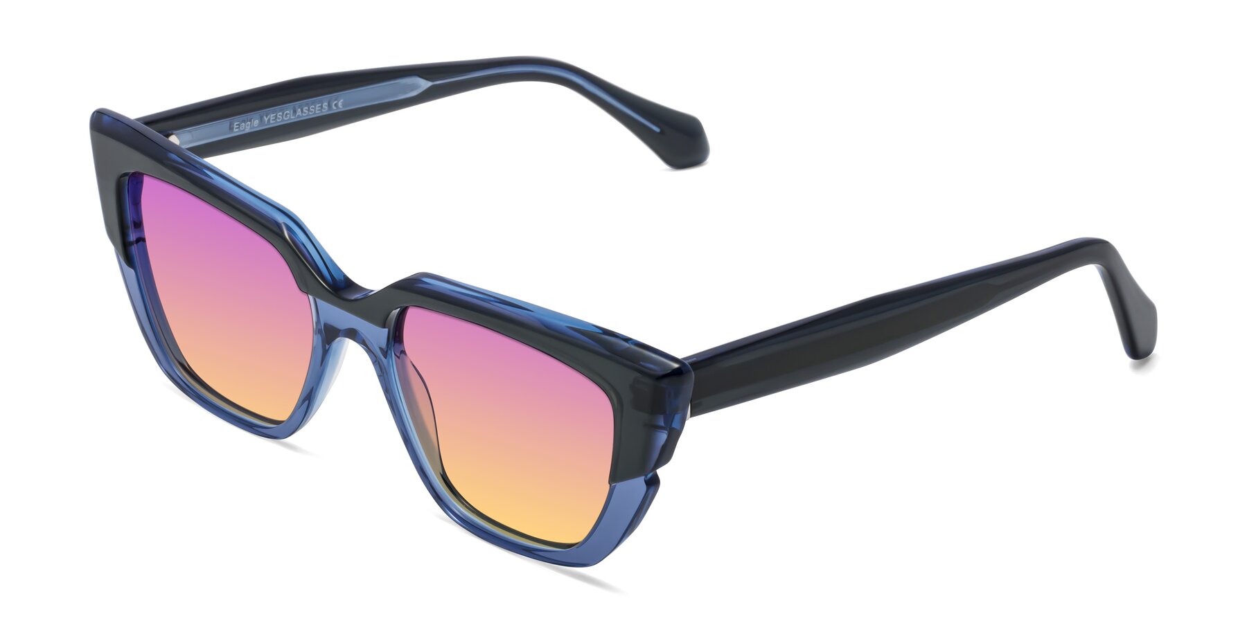 Angle of Eagle in Dark Green-Blue with Purple / Yellow Gradient Lenses