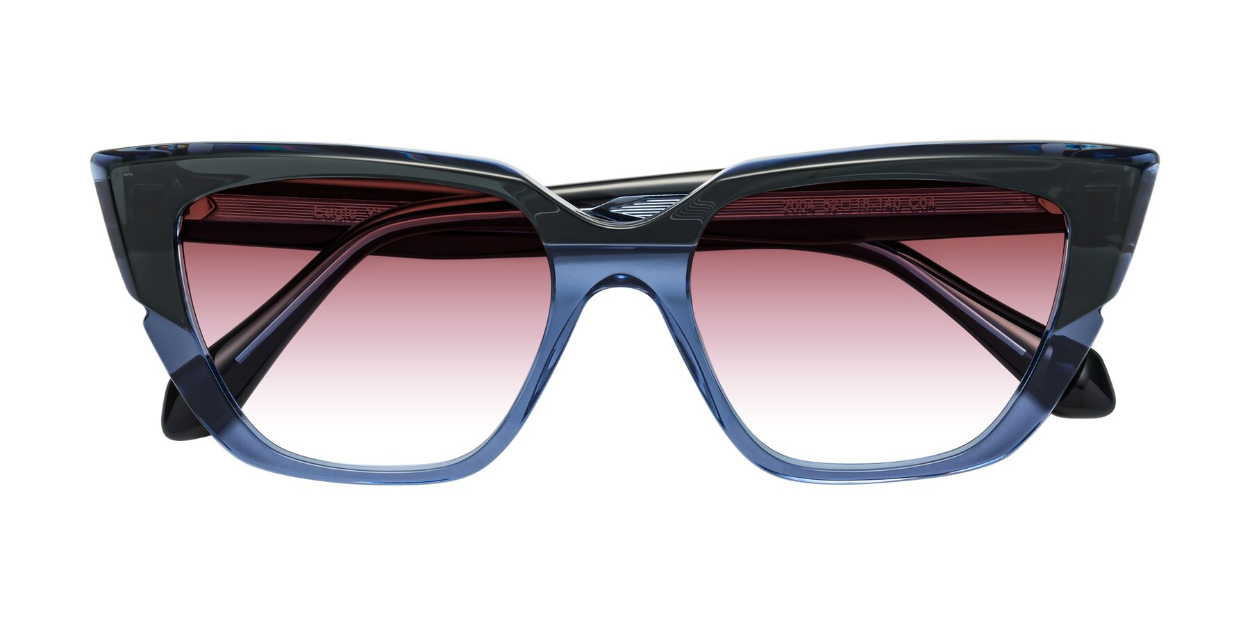 Folded Front of Eagle in Dark Green-Blue with Garnet Gradient Lenses