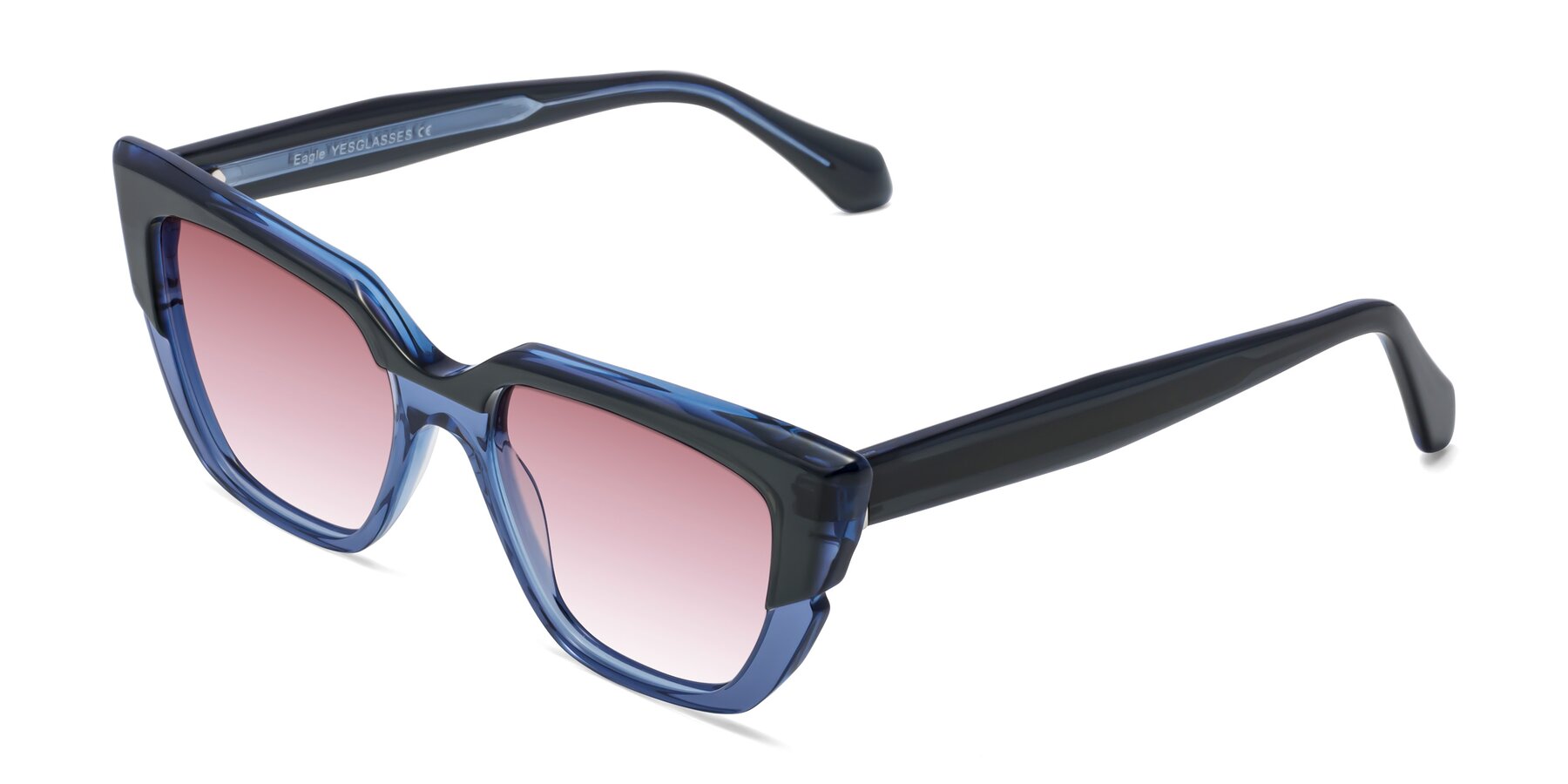 Angle of Eagle in Dark Green-Blue with Garnet Gradient Lenses