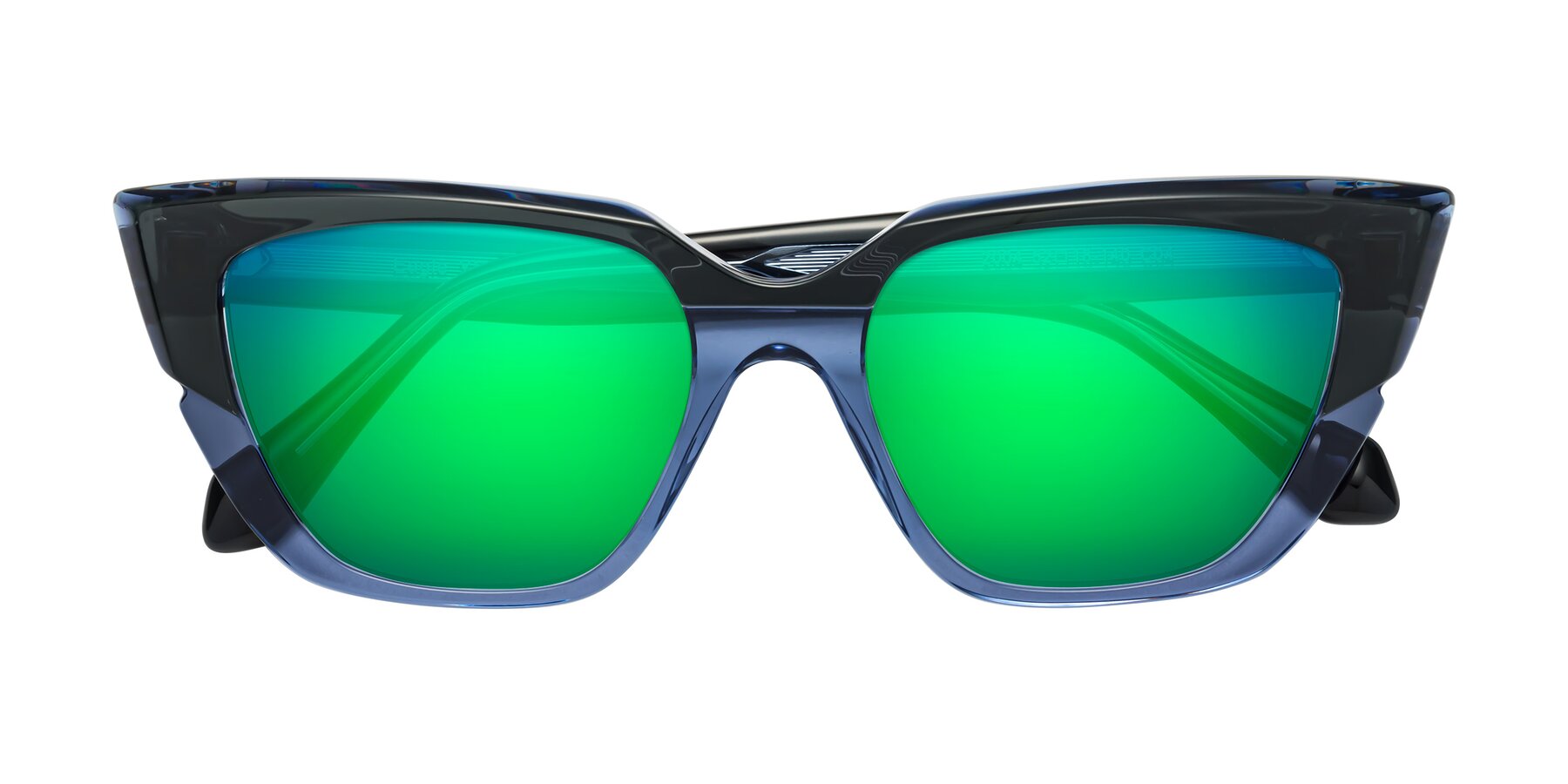 Dark Green-Blue Geek-Chic Acetate Butterfly Mirrored Sunglasses with Green  Sunwear Lenses - Eagle