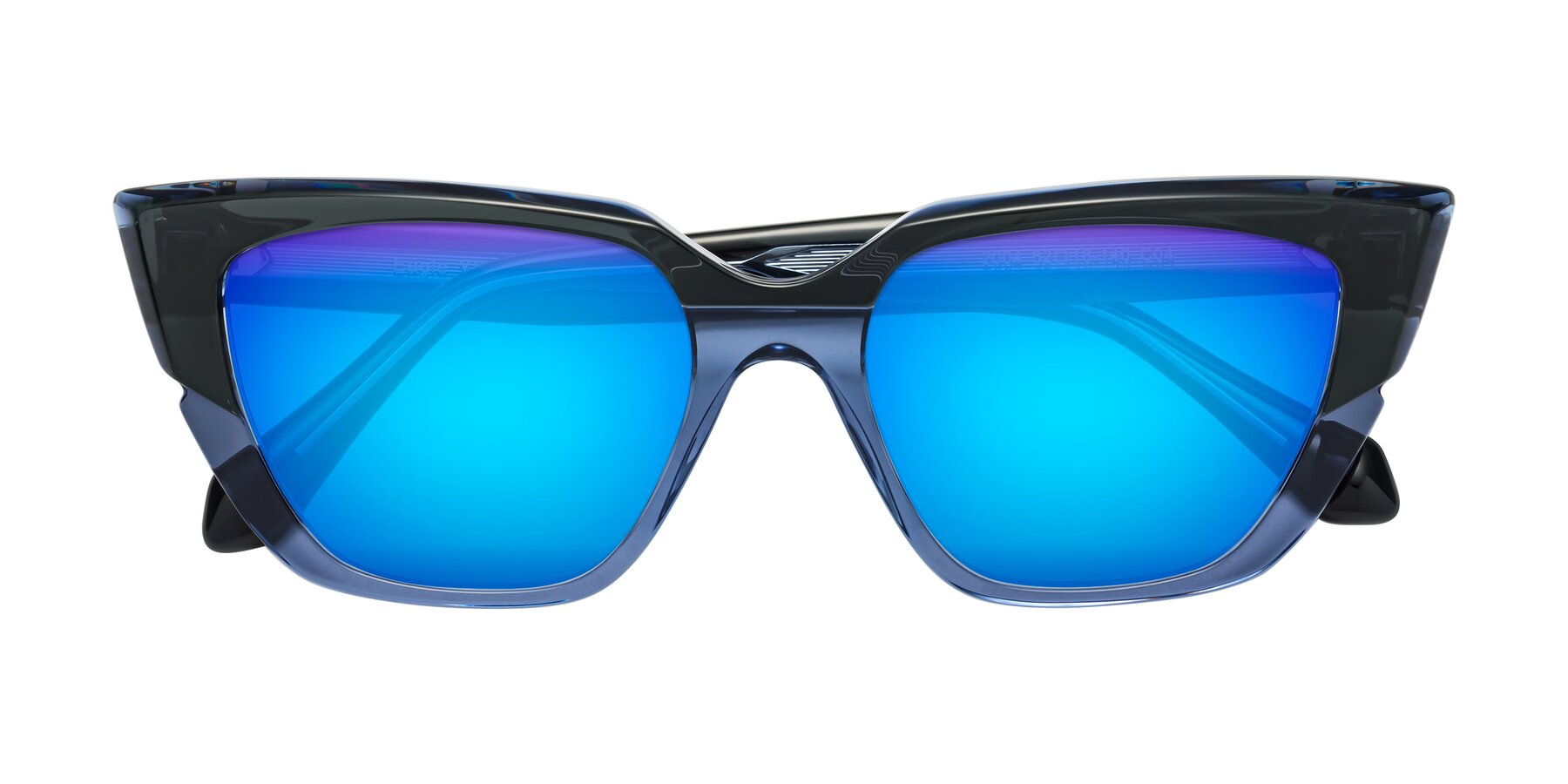 Folded Front of Eagle in Dark Green-Blue with Blue Mirrored Lenses