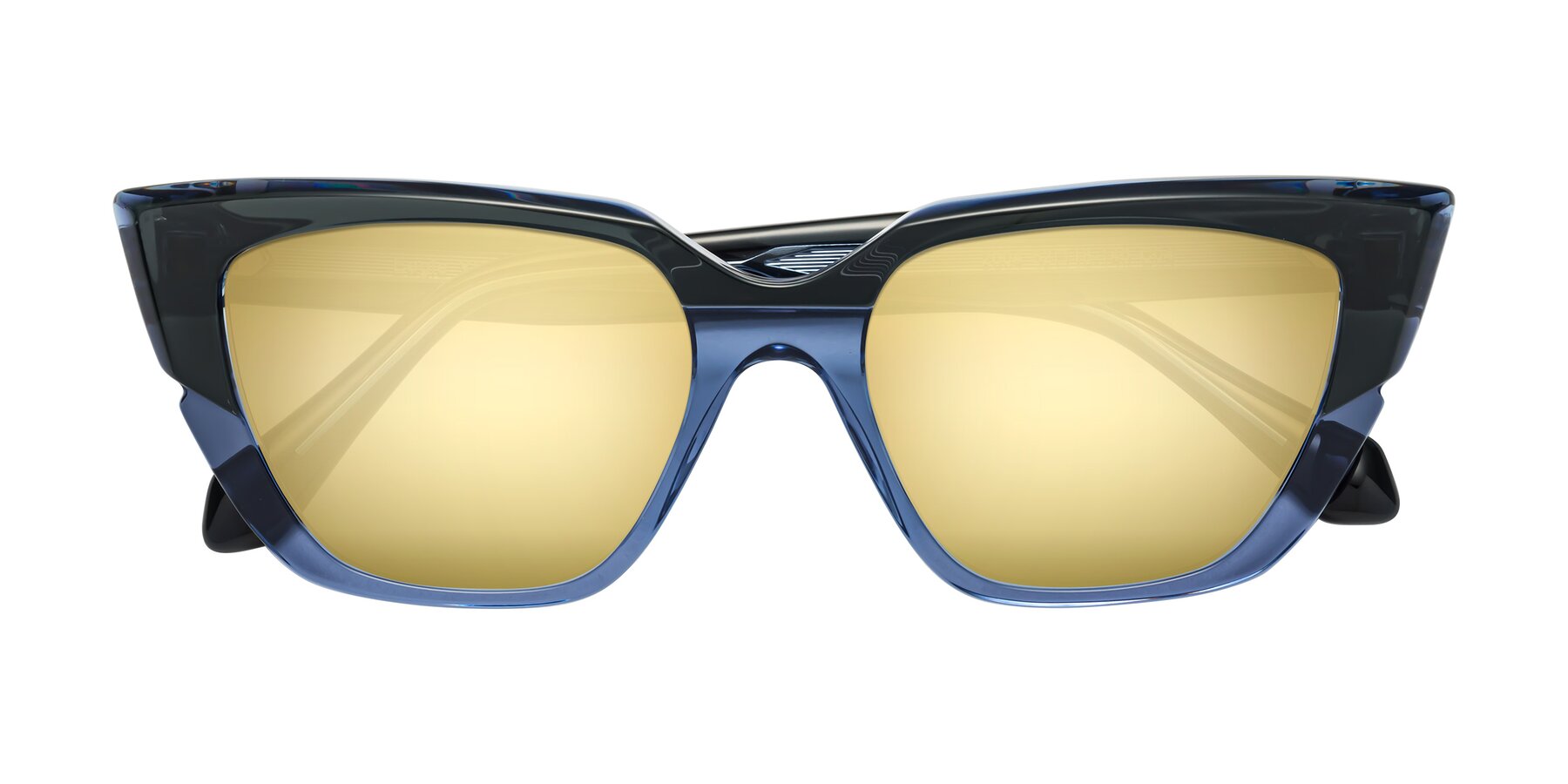 Folded Front of Eagle in Dark Green-Blue with Gold Mirrored Lenses