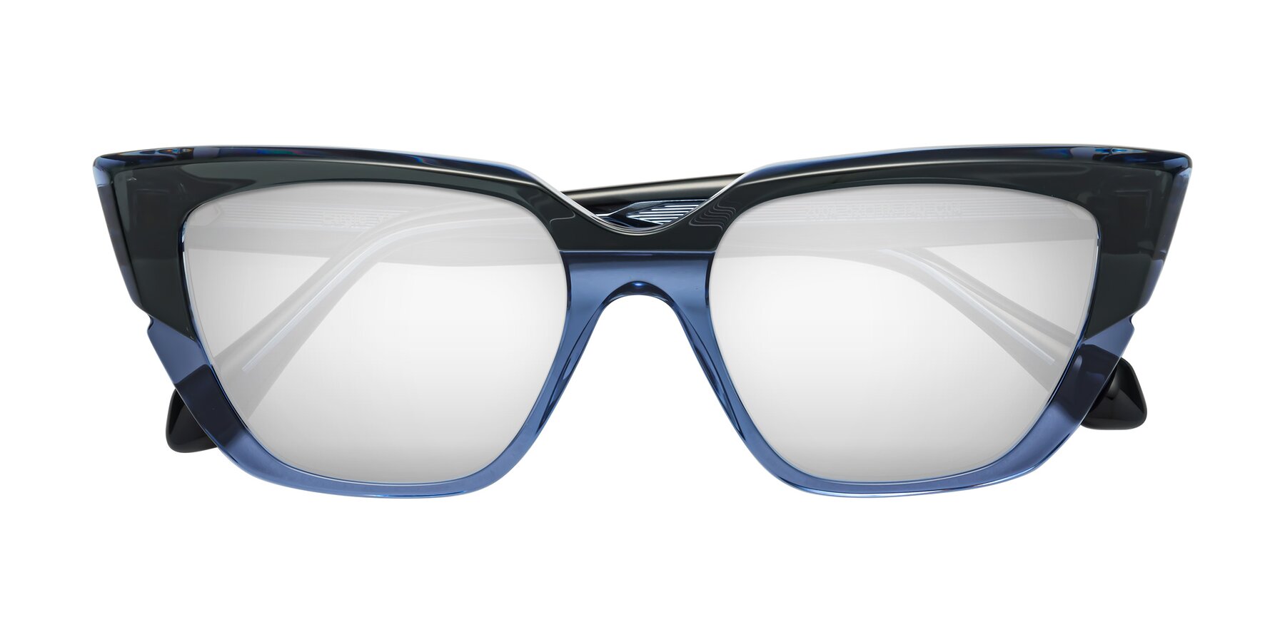 Folded Front of Eagle in Dark Green-Blue with Silver Mirrored Lenses