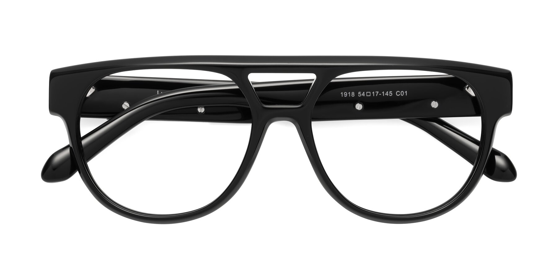 Folded Front of Lyon in Black with Clear Blue Light Blocking Lenses