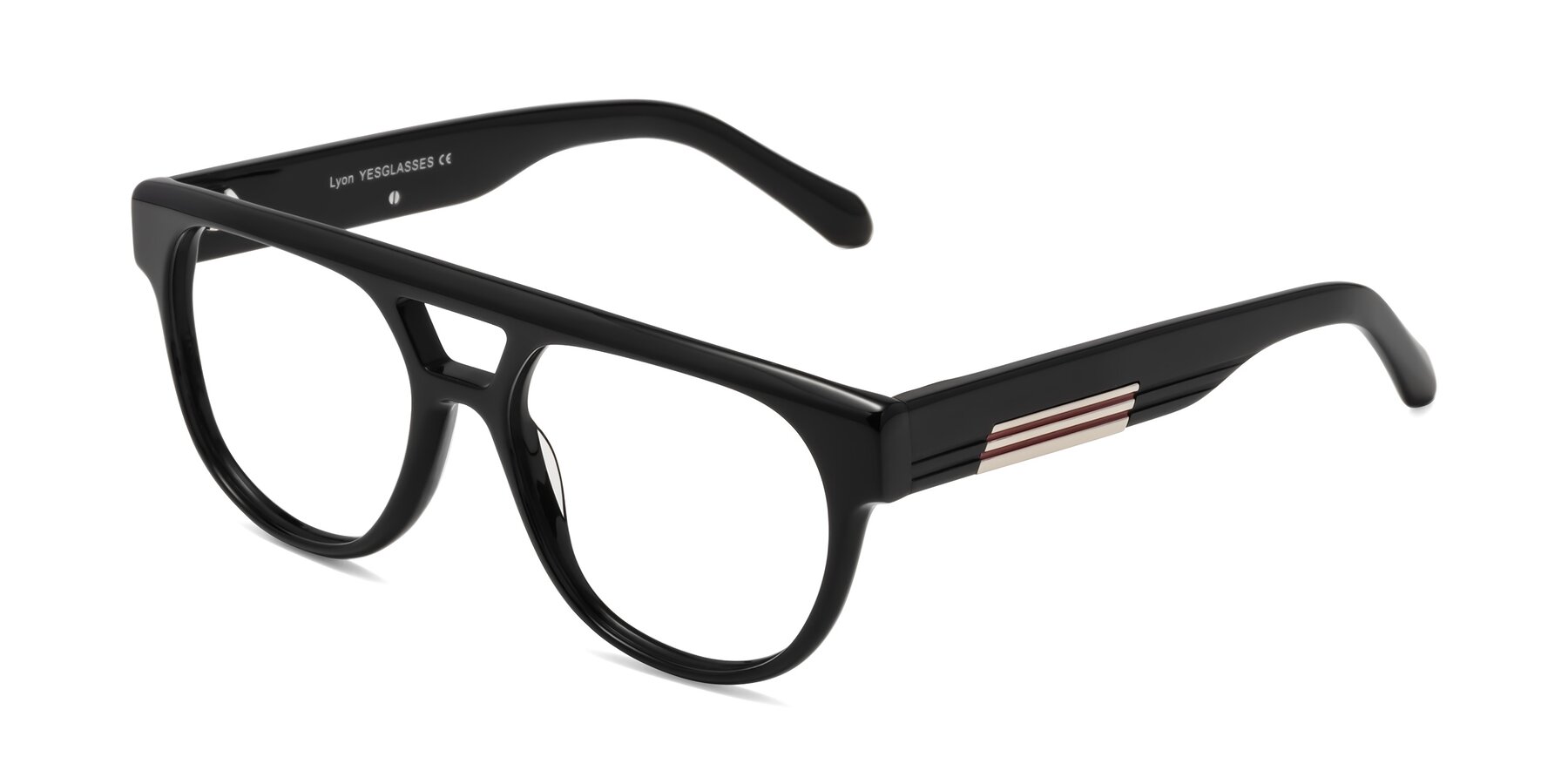 Angle of Lyon in Black with Clear Reading Eyeglass Lenses