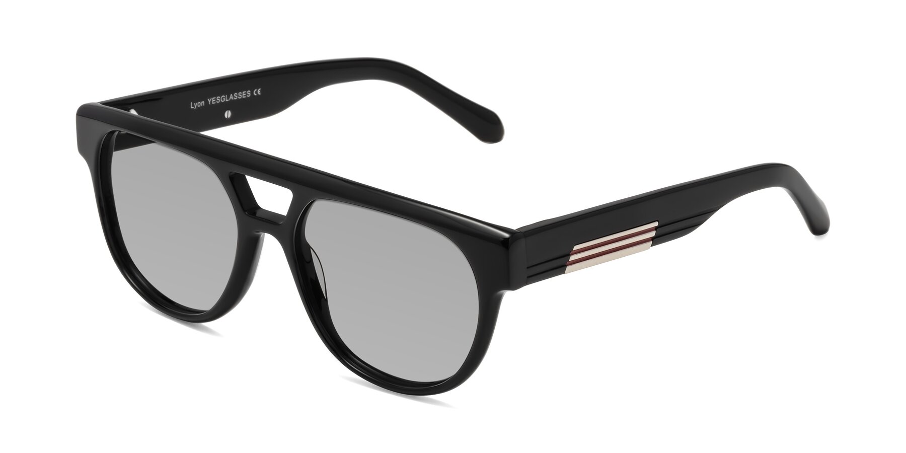 Angle of Lyon in Black with Light Gray Tinted Lenses