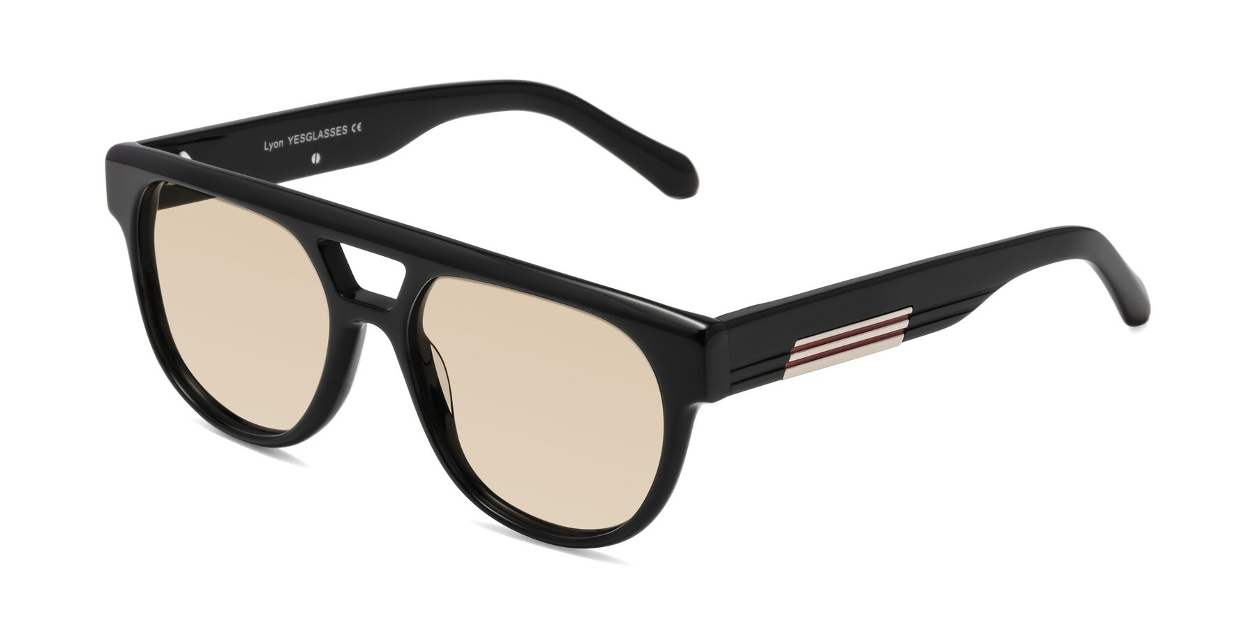 Angle of Lyon in Black with Light Brown Tinted Lenses