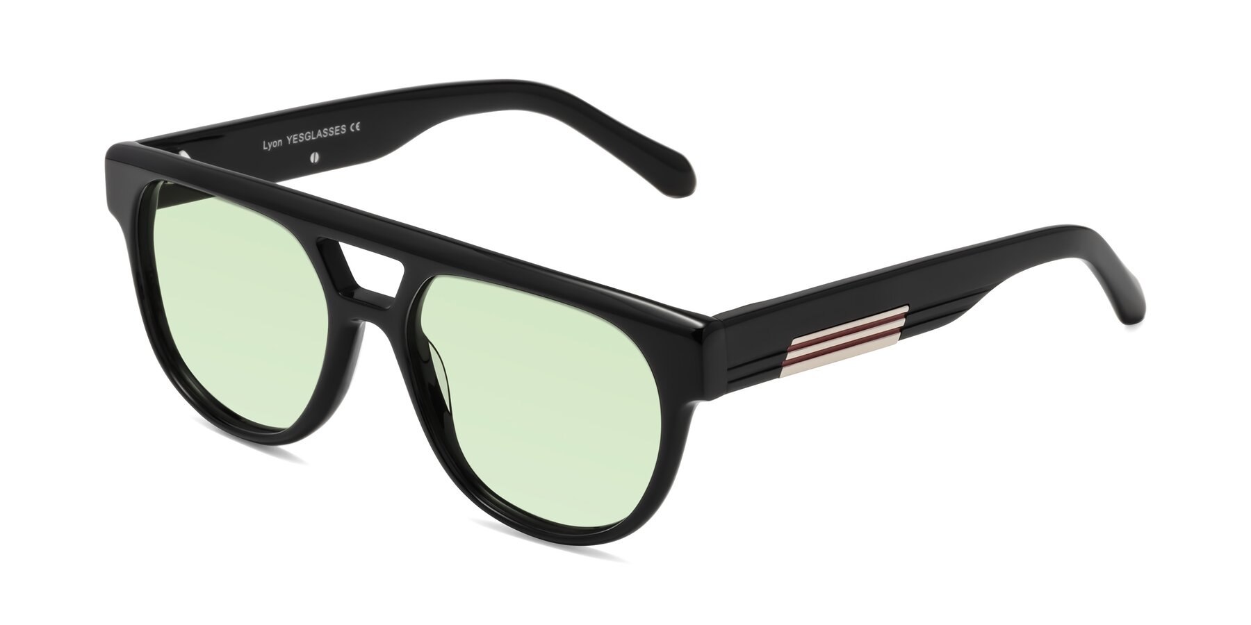 Angle of Lyon in Black with Light Green Tinted Lenses