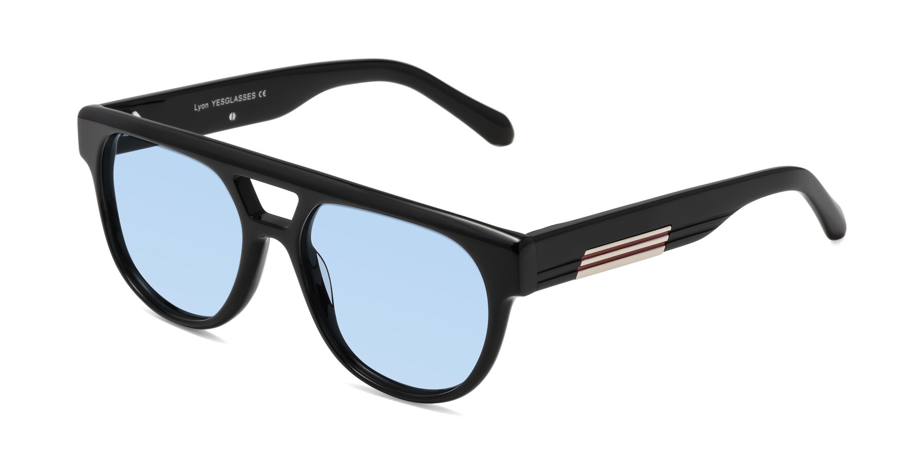 Angle of Lyon in Black with Light Blue Tinted Lenses